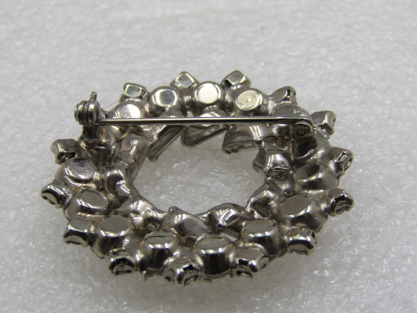 Vintage Clear Rhinestone Circle Brooch, 1.75", 1940'-1950's - 5