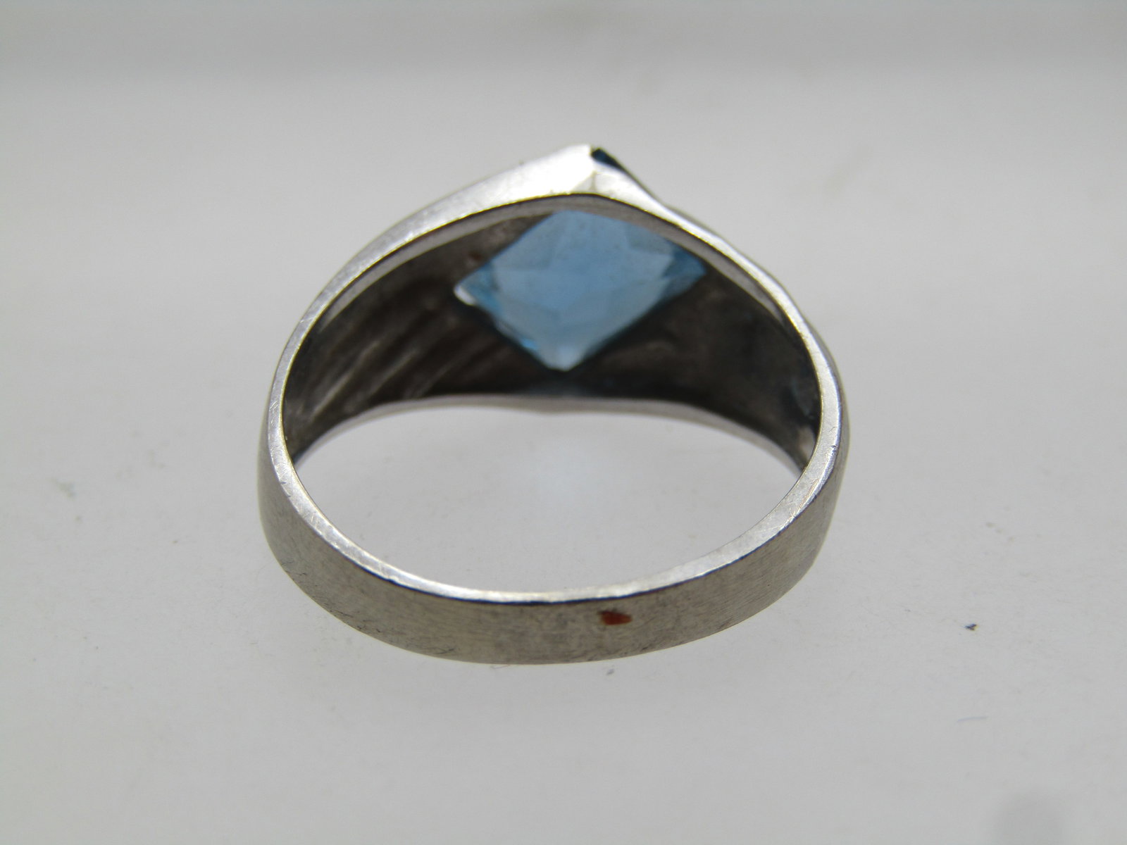 Vintage 14kt Blue Topaz Ring, Sz. 6.75, White Gold Unisex, 1960's-1970's - 4