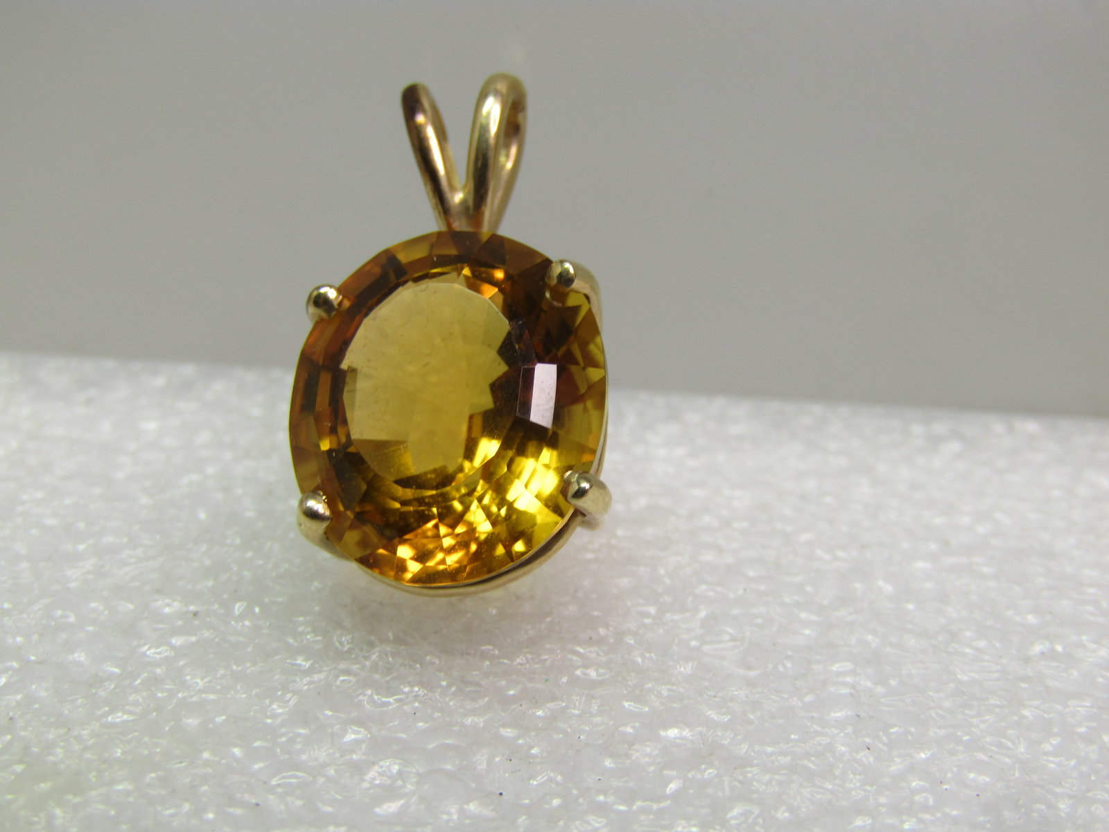 Vintage 10kt Yellow Topaz Oval Pendant, 1980's-1990's - 3