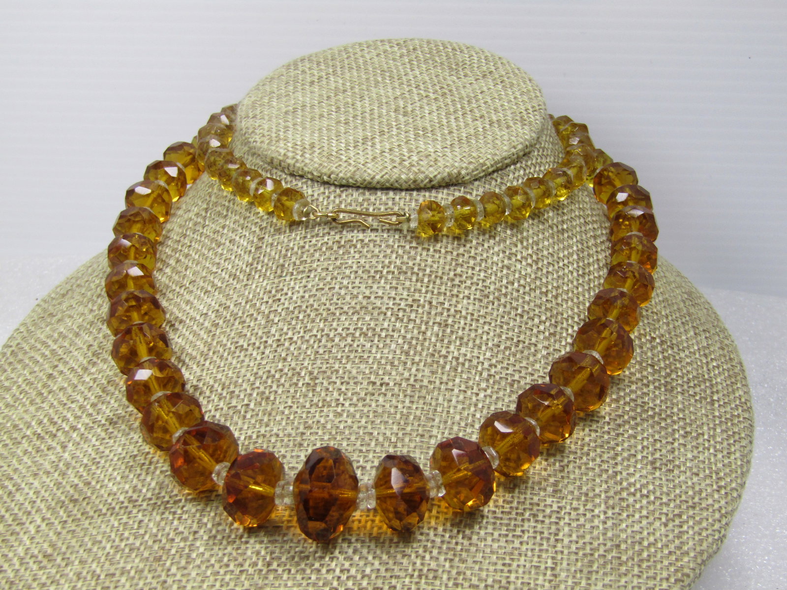 Vintage Faceted Graduated Crystal Beaded Necklace, 28". 1940's-1960's - 2
