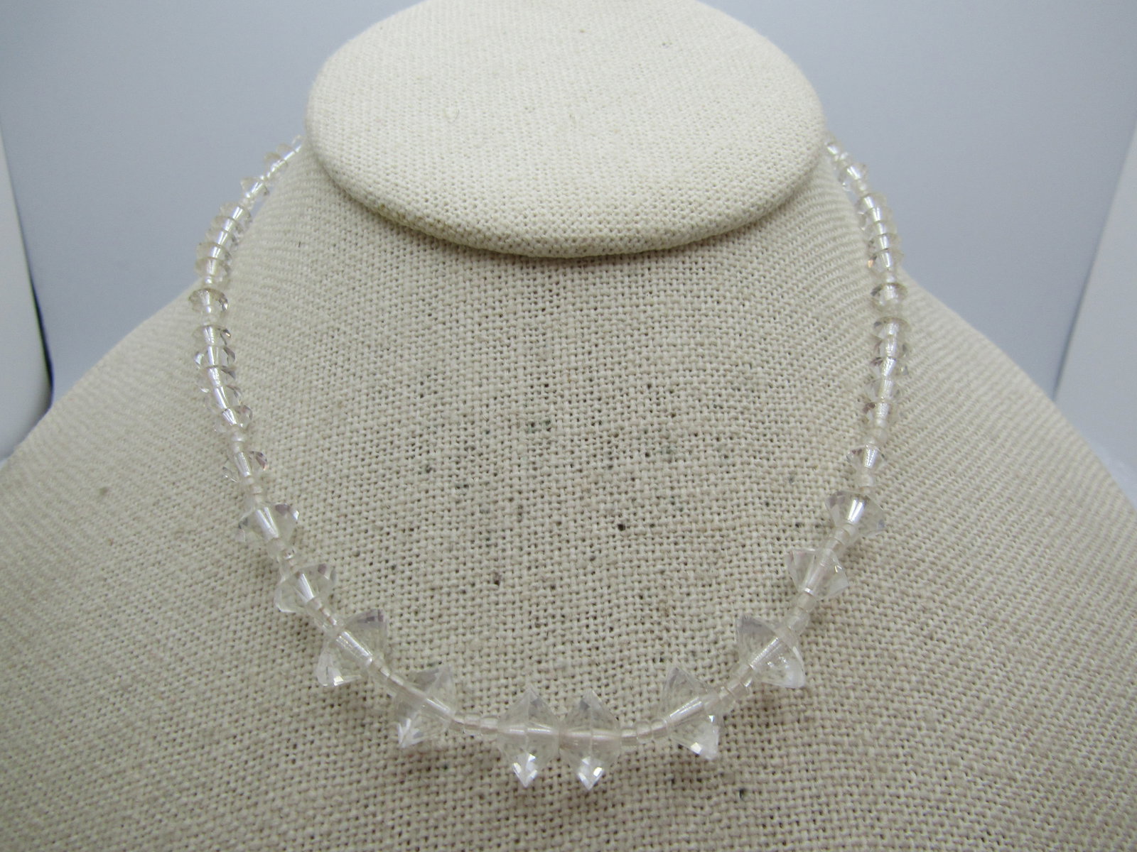 Vintage Graduated Crystal Beaded Necklace, 14.5". 1940's-1950's - 2