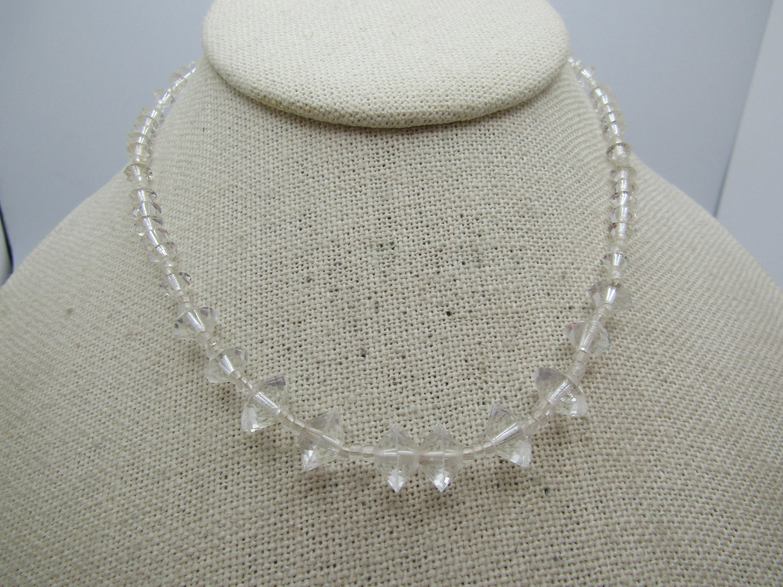 Vintage Graduated Crystal Beaded Necklace, 14.5". 1940's-1950's - 3
