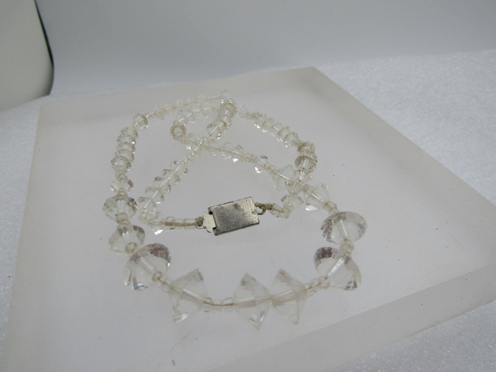 Vintage Graduated Crystal Beaded Necklace, 14.5". 1940's-1950's - 6