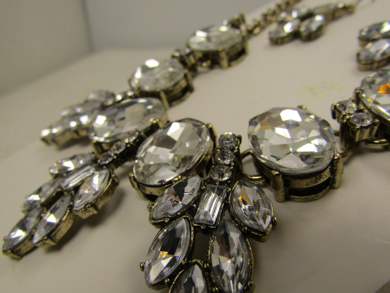 Vintage Clear Rhinestone Drop Necklace & Earrings, Pierced, 18"-21", 1980's-1990's, Statement - 5