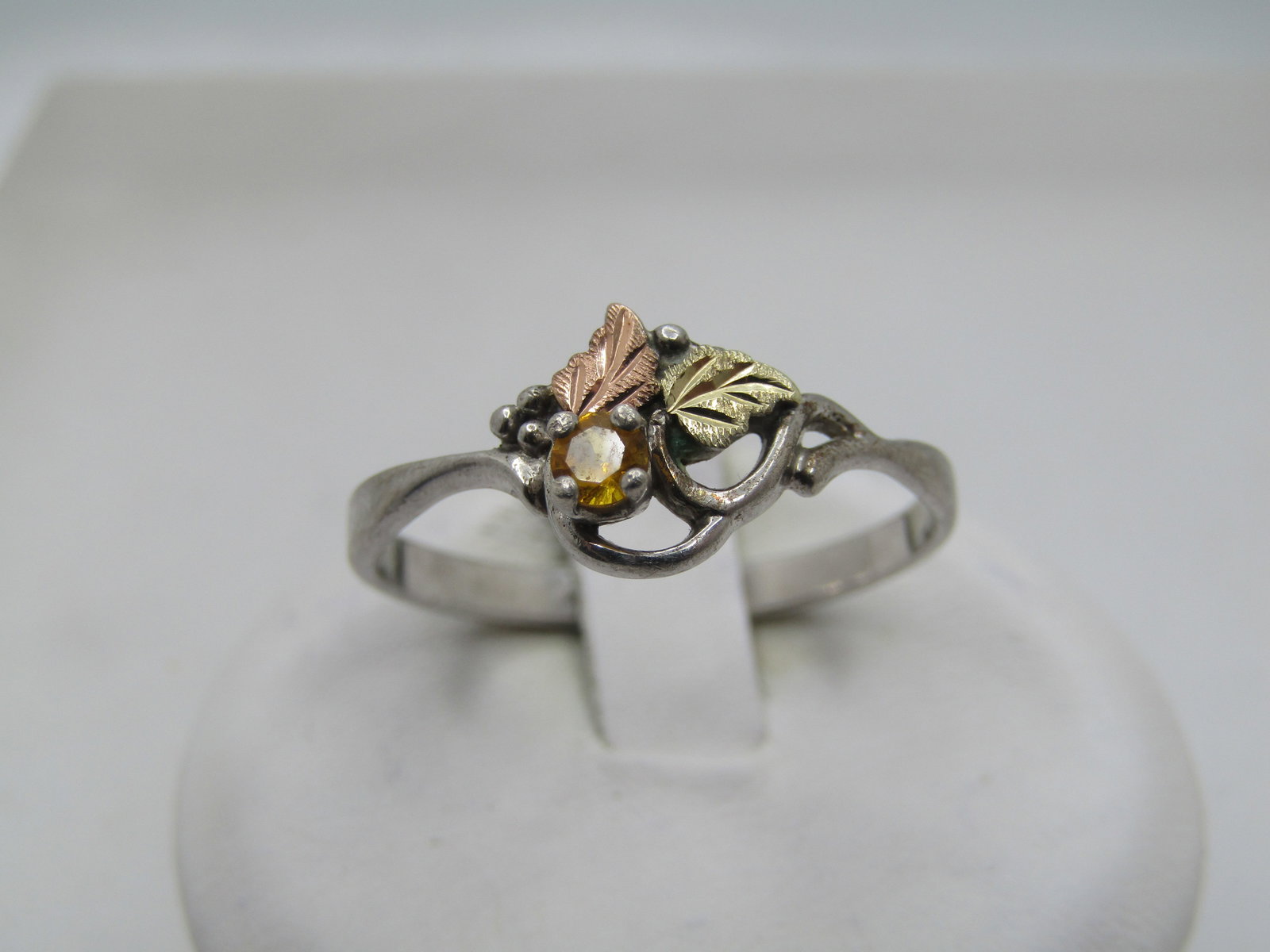 Vintage Sterling & 12kt Citrine Ring, Black Hills Gold. Signed Landstrom, 1990's. Sz. 10.25 - 2