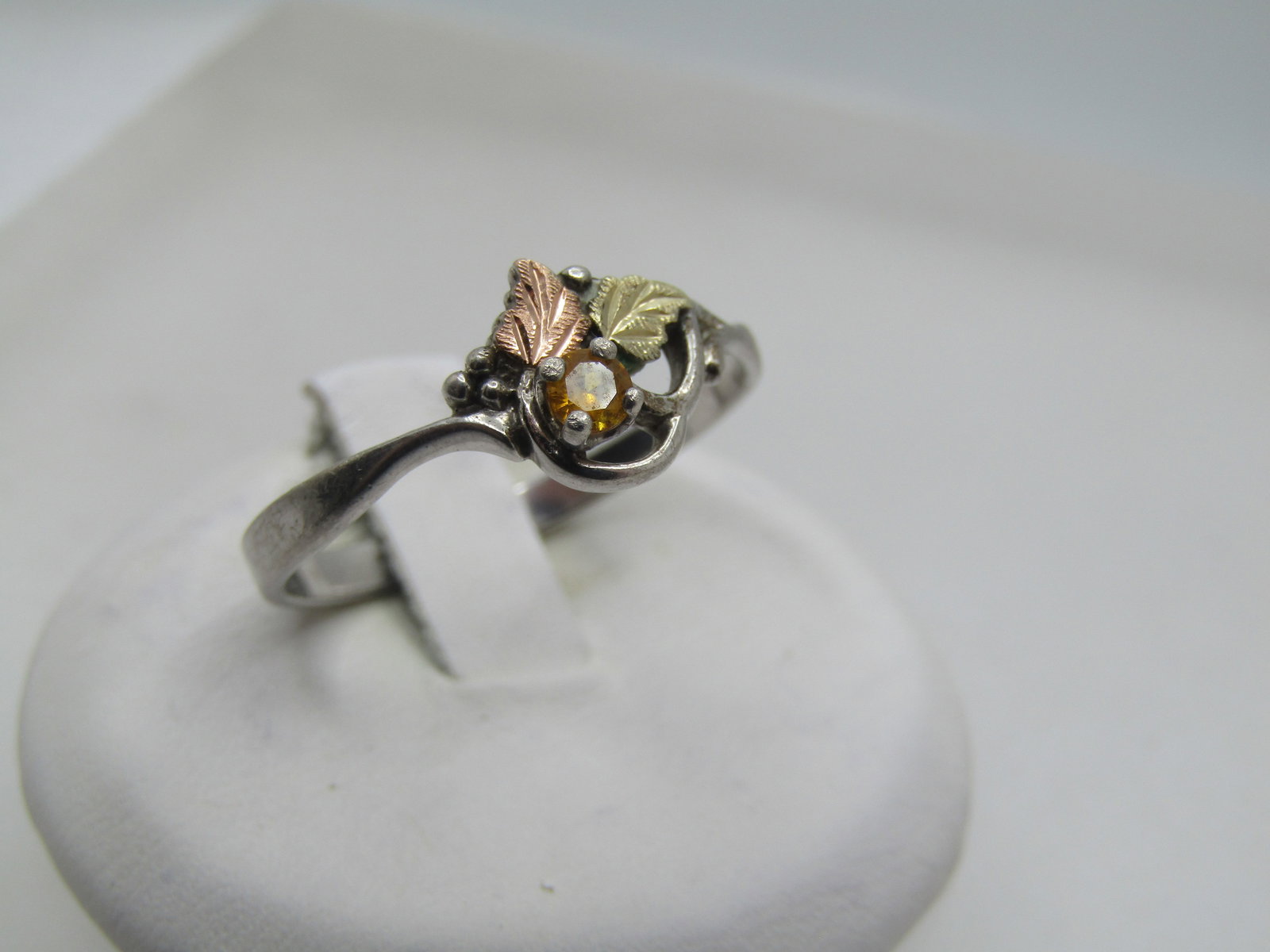 Vintage Sterling & 12kt Citrine Ring, Black Hills Gold. Signed Landstrom, 1990's. Sz. 10.25 - 3