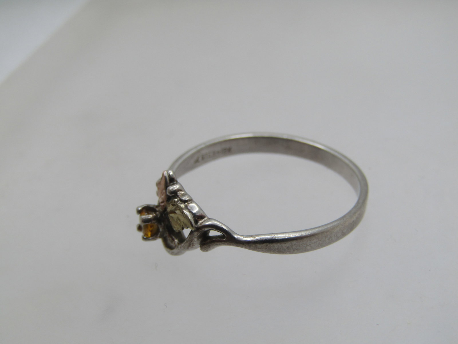 Vintage Sterling & 12kt Citrine Ring, Black Hills Gold. Signed Landstrom, 1990's. Sz. 10.25 - 5