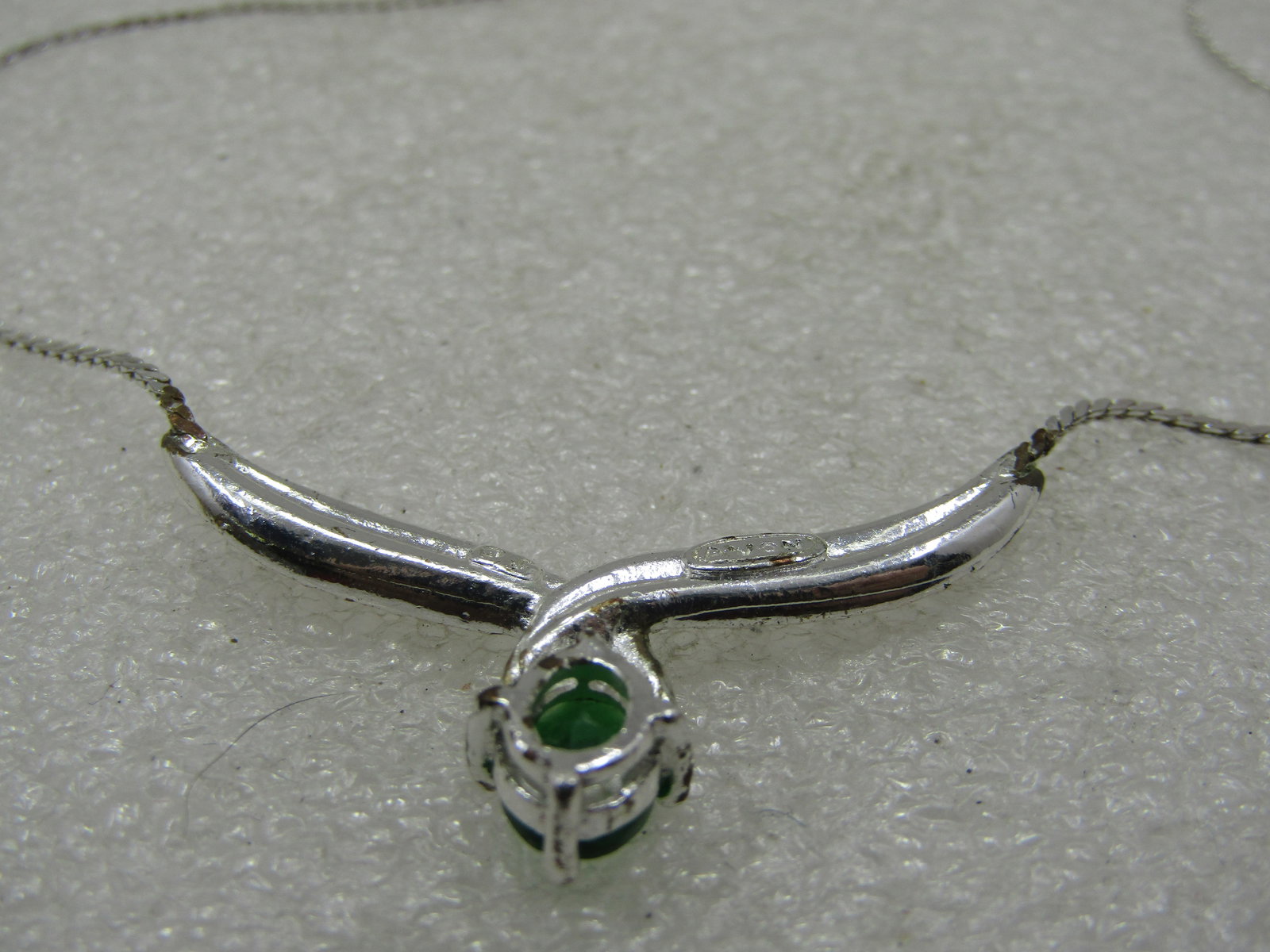 Silver Tone Simulated Emerald & Clear Stone Choker/Necklace, signed Avon - 5