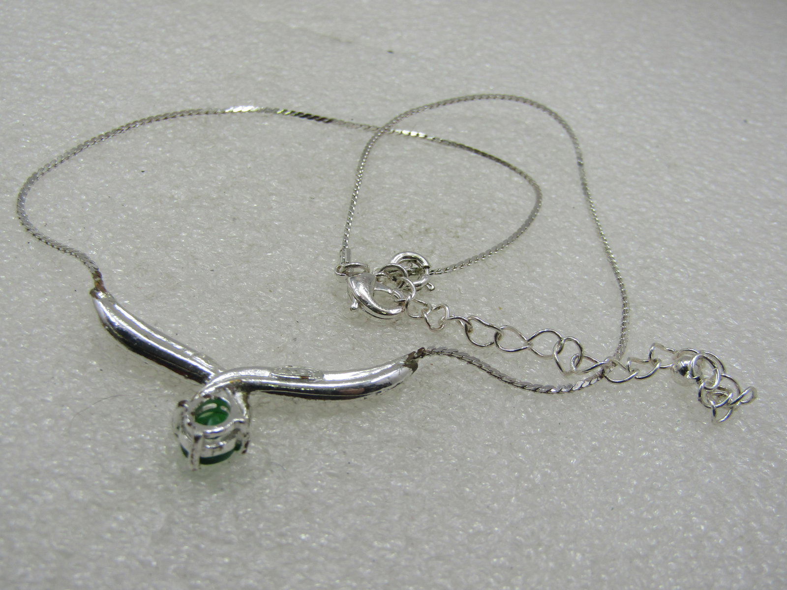 Silver Tone Simulated Emerald & Clear Stone Choker/Necklace, signed Avon - 6