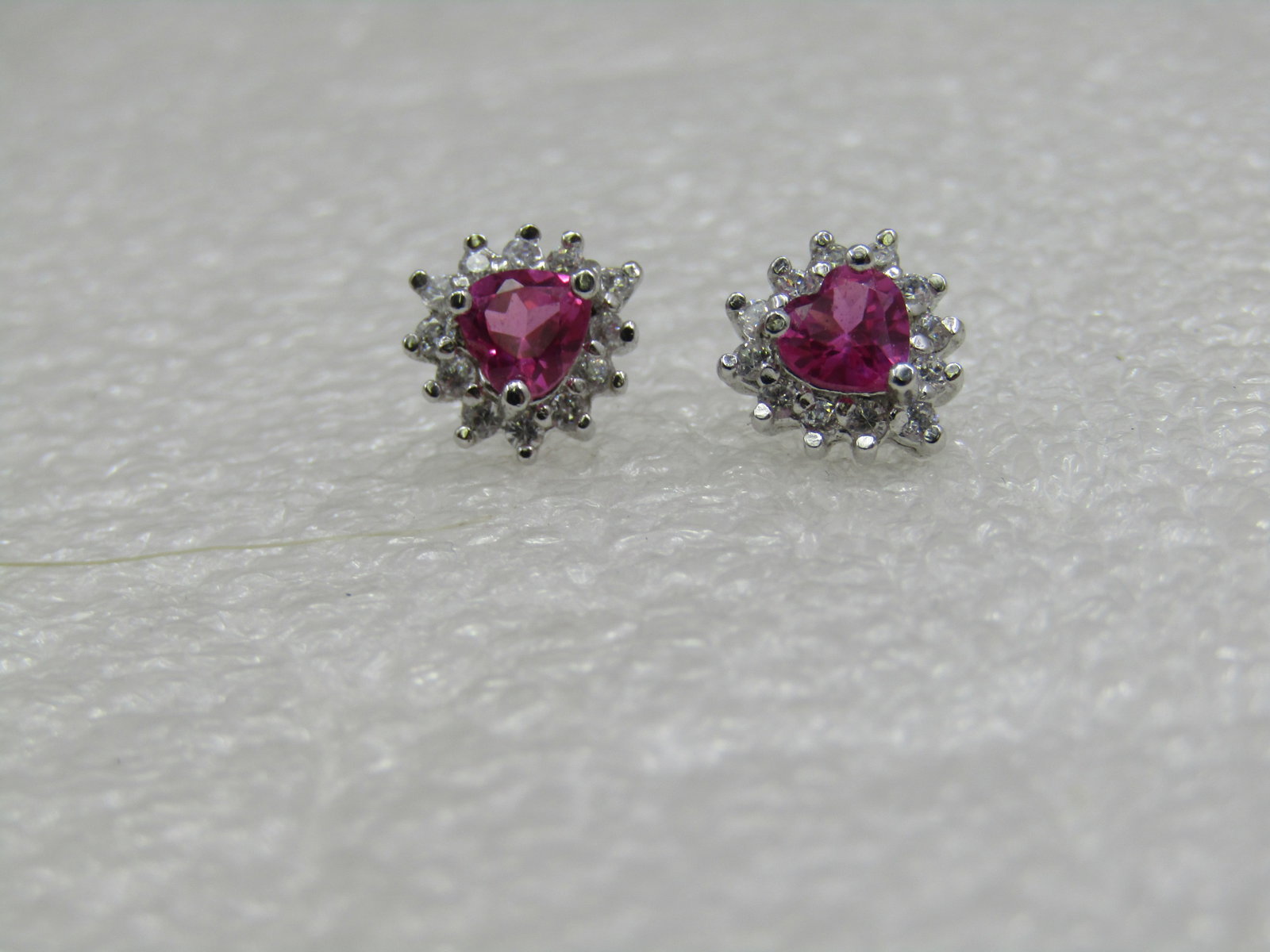 Sterling Heart Halo Red Clear CZ Earrings, Kay Jewelers - 2