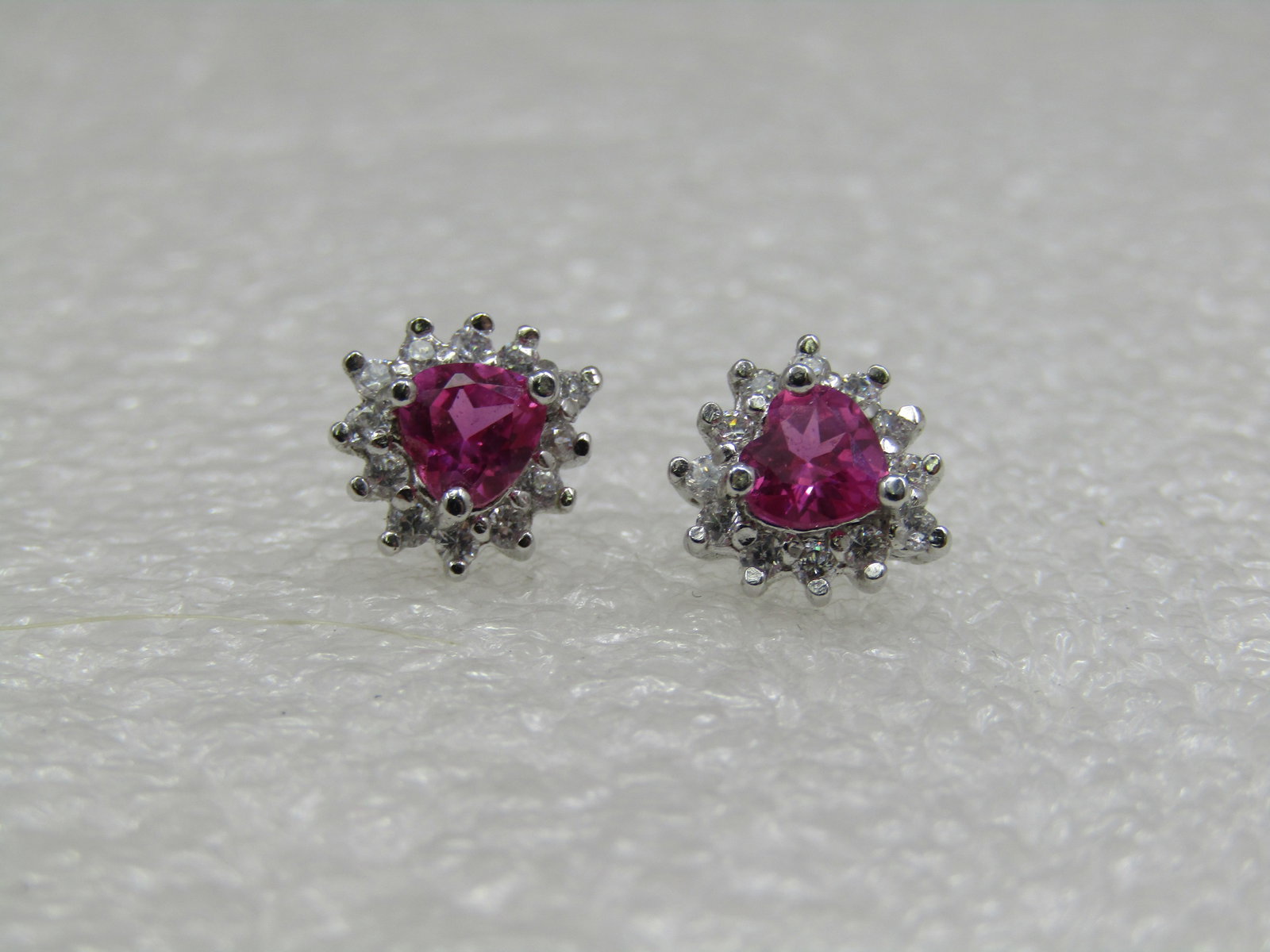 Sterling Heart Halo Red Clear CZ Earrings, Kay Jewelers - 3