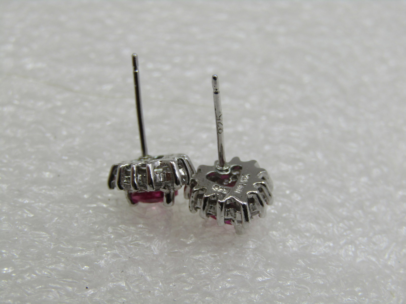 Sterling Heart Halo Red Clear CZ Earrings, Kay Jewelers - 4