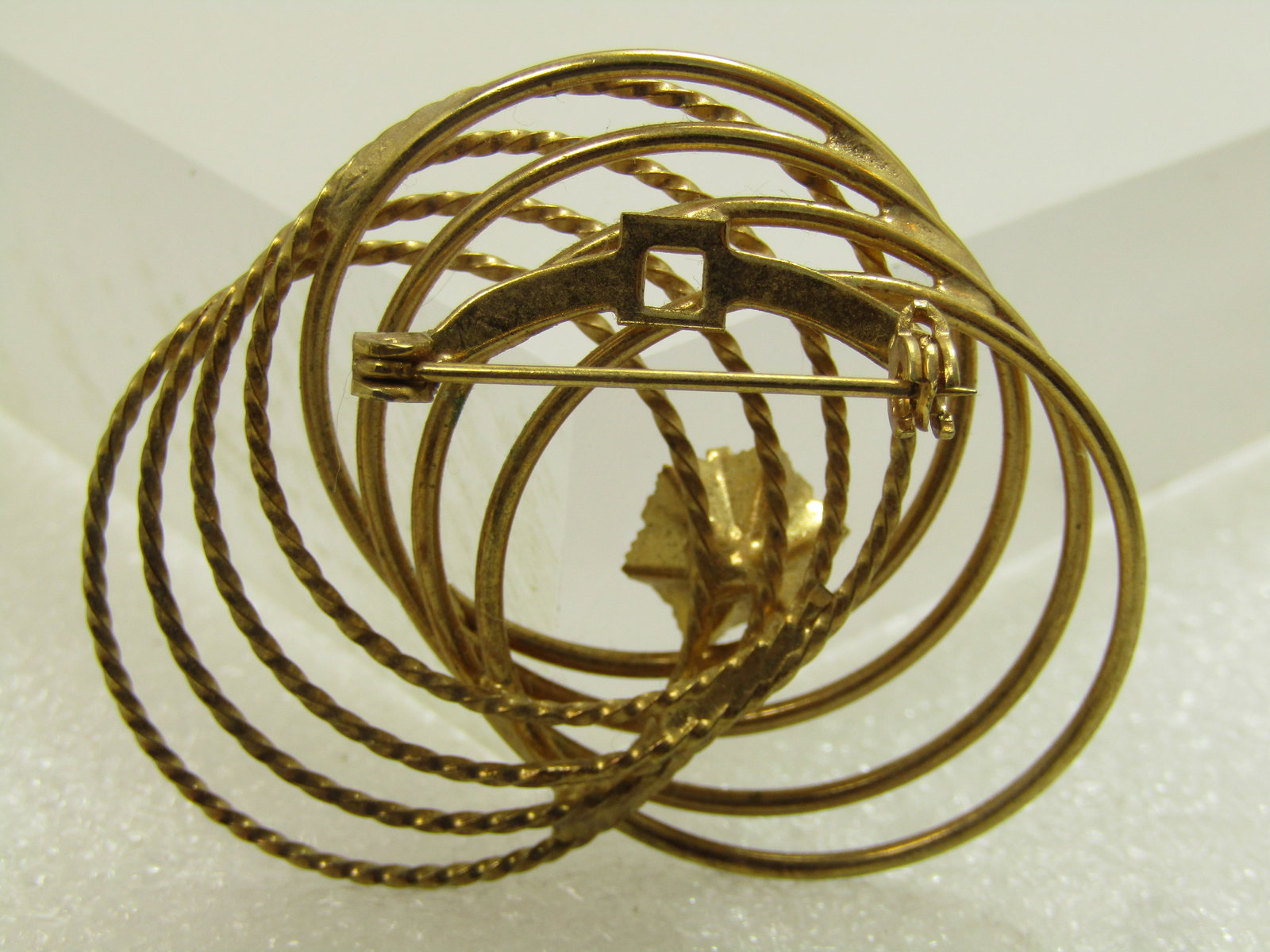 Vintage Double Spiral Brooch, Blue Rhinestone, 1960's - 3