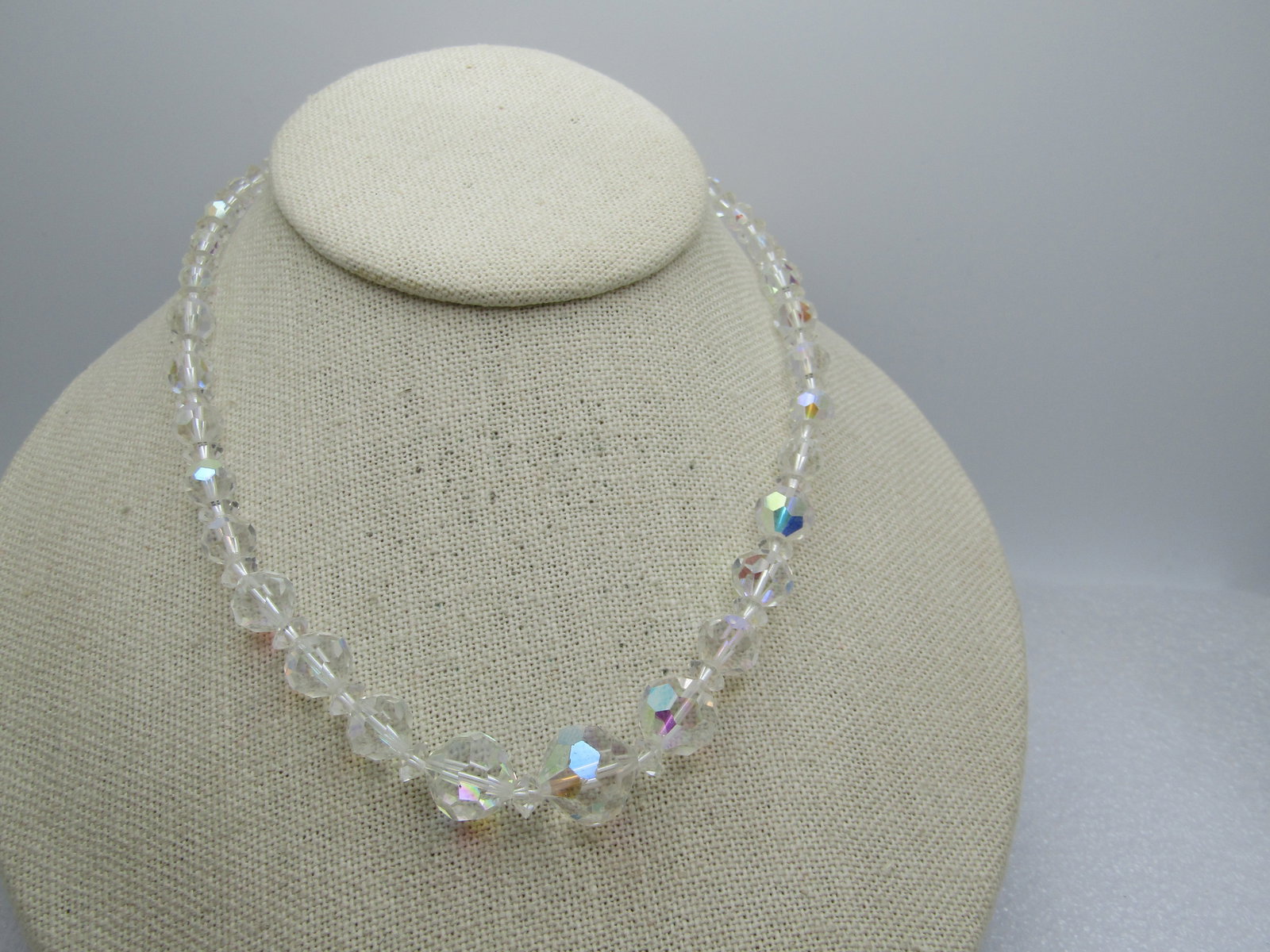 Vintage Graduated AB Crystal Necklace, 16", 1940's-1950's - 2