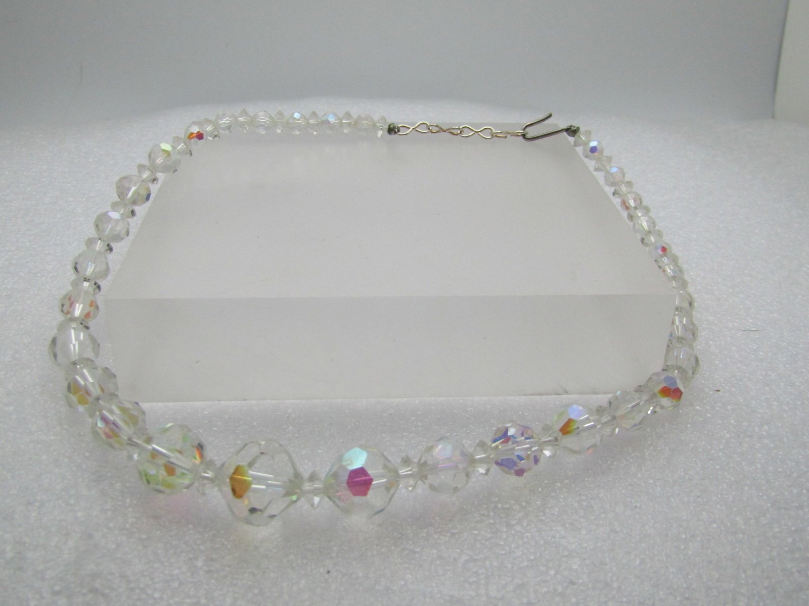 Vintage Graduated AB Crystal Necklace, 16", 1940's-1950's - 6