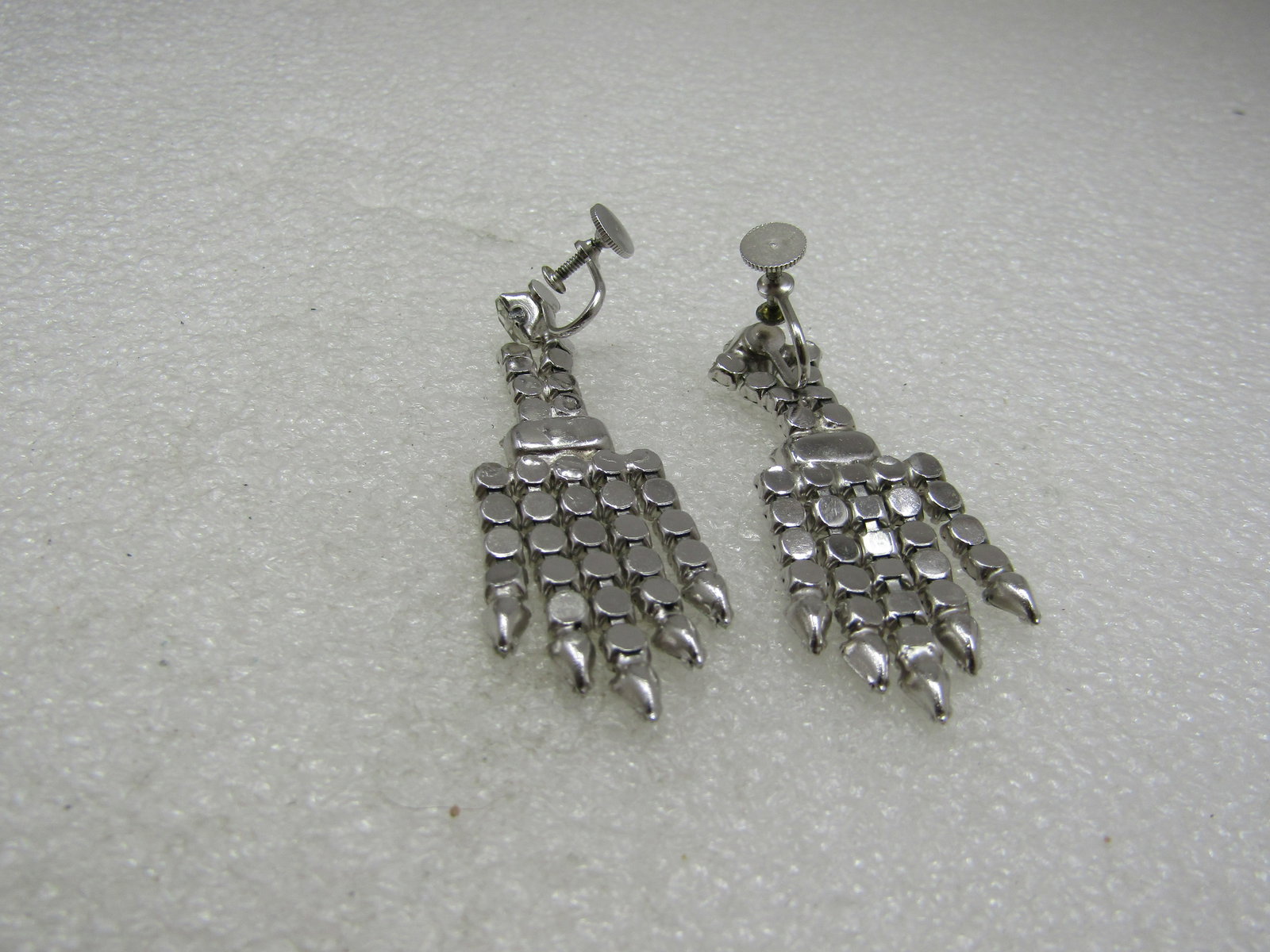 Vintage Rhinestone Art Deco Drop Earrings, Screwback 2-1/8" - 6