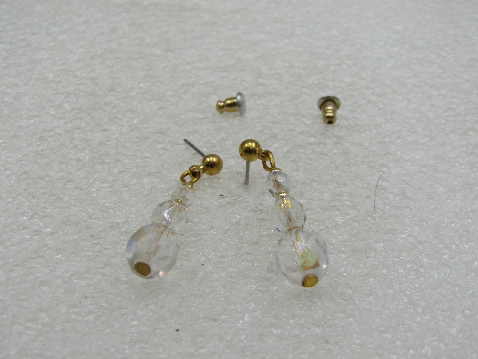 Aurora Borealis Crystal Beaded Earrings, Drop, Pierced, 1.25" - 5