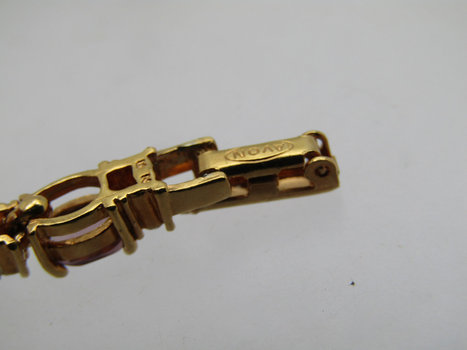 Simulated Amethyst Diamond Tennis Bracelet, 7", Signed Avon - 4