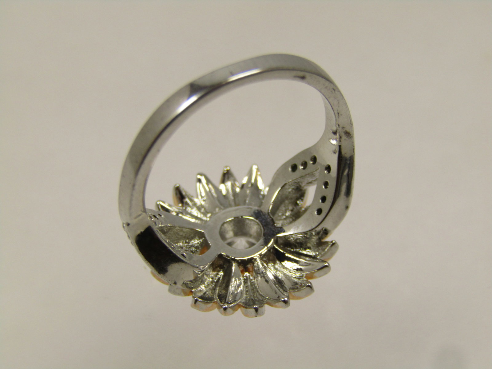 Two-Tone Clear Rhinestone Sunflower Ring, Sz. 7. - 4