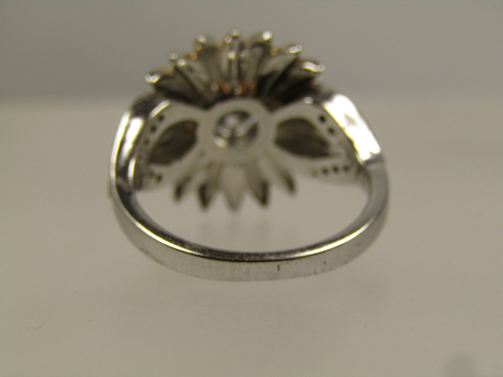 Two-Tone Clear Rhinestone Sunflower Ring, Sz. 7. - 6