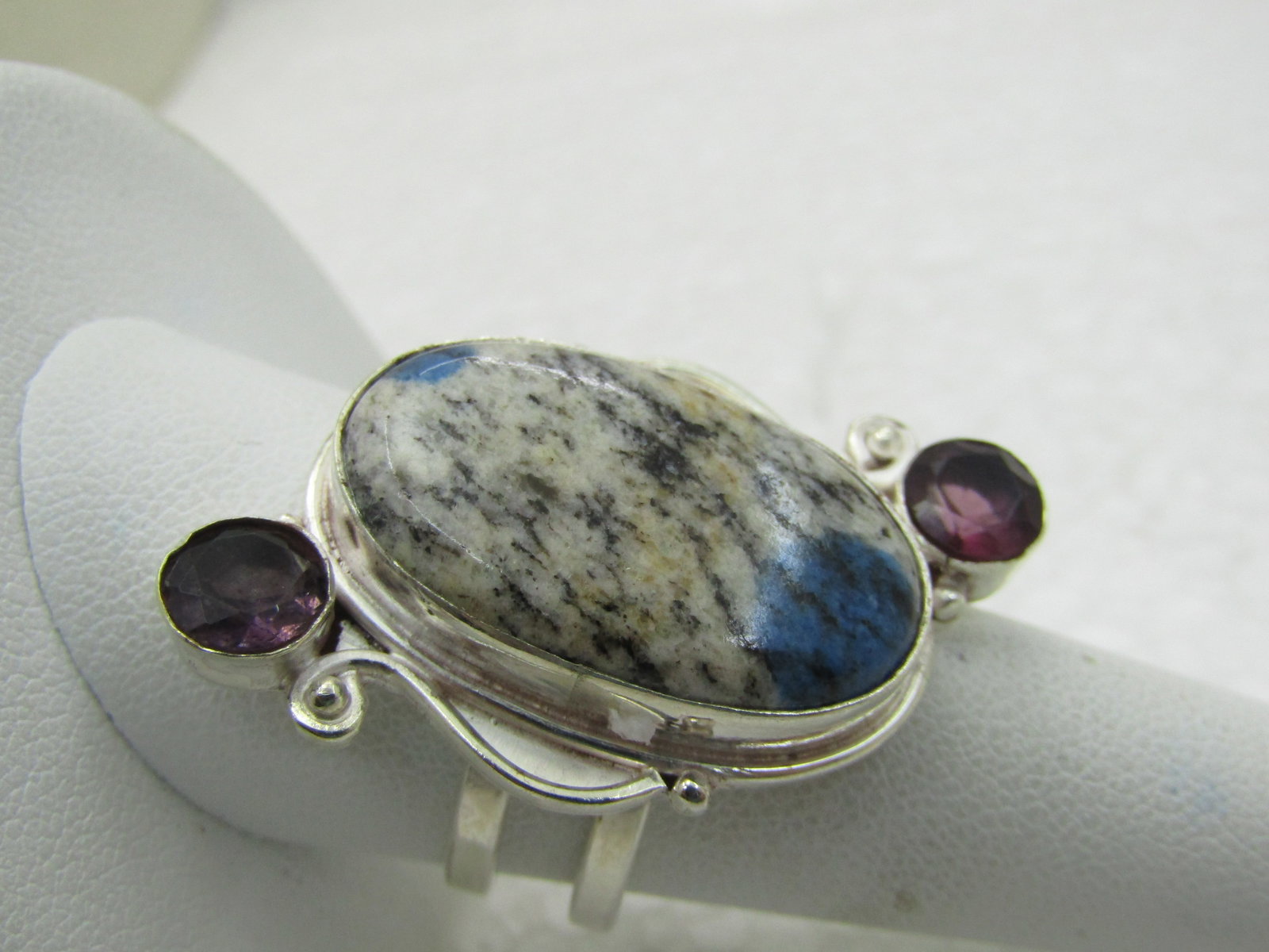 Sterling Silver Southwestern Contemporary Ring, Amethyst & Dyed Howlite, Sz. 9.5 - 3