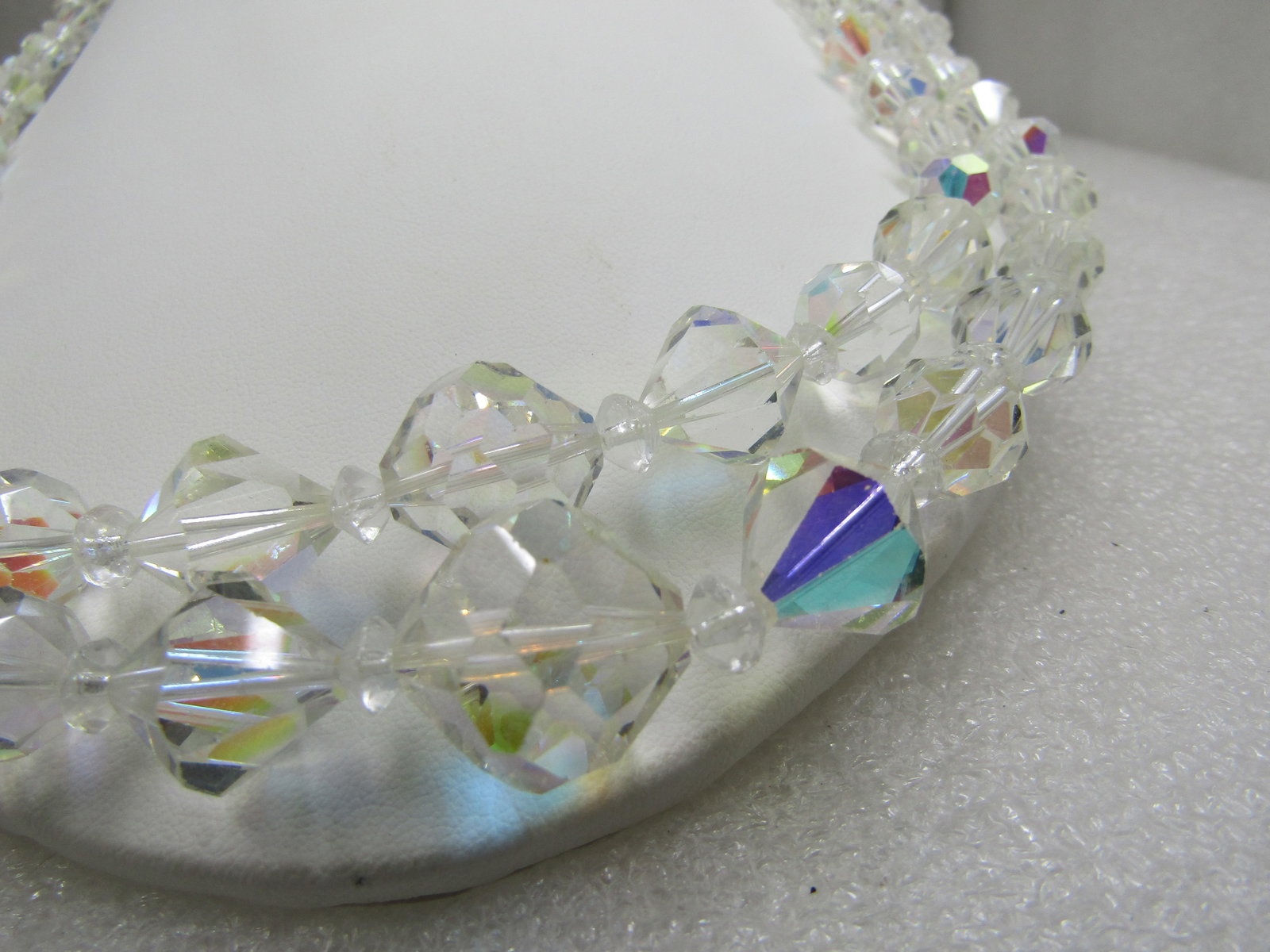 Vintage Aurora Borealis Double Strand Crystal Necklace, 21.5" - 5