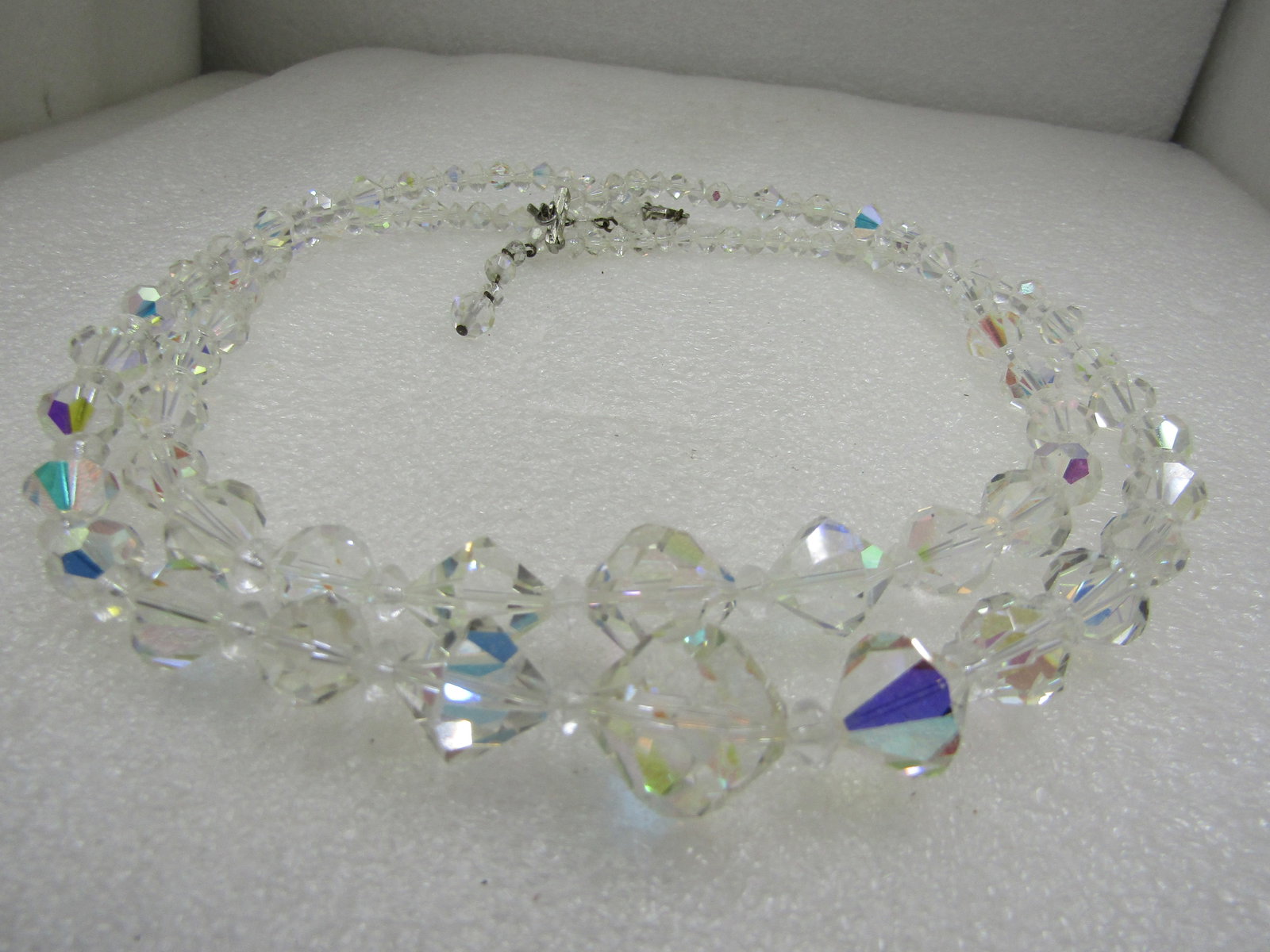 Vintage Aurora Borealis Double Strand Crystal Necklace, 21.5" - 6
