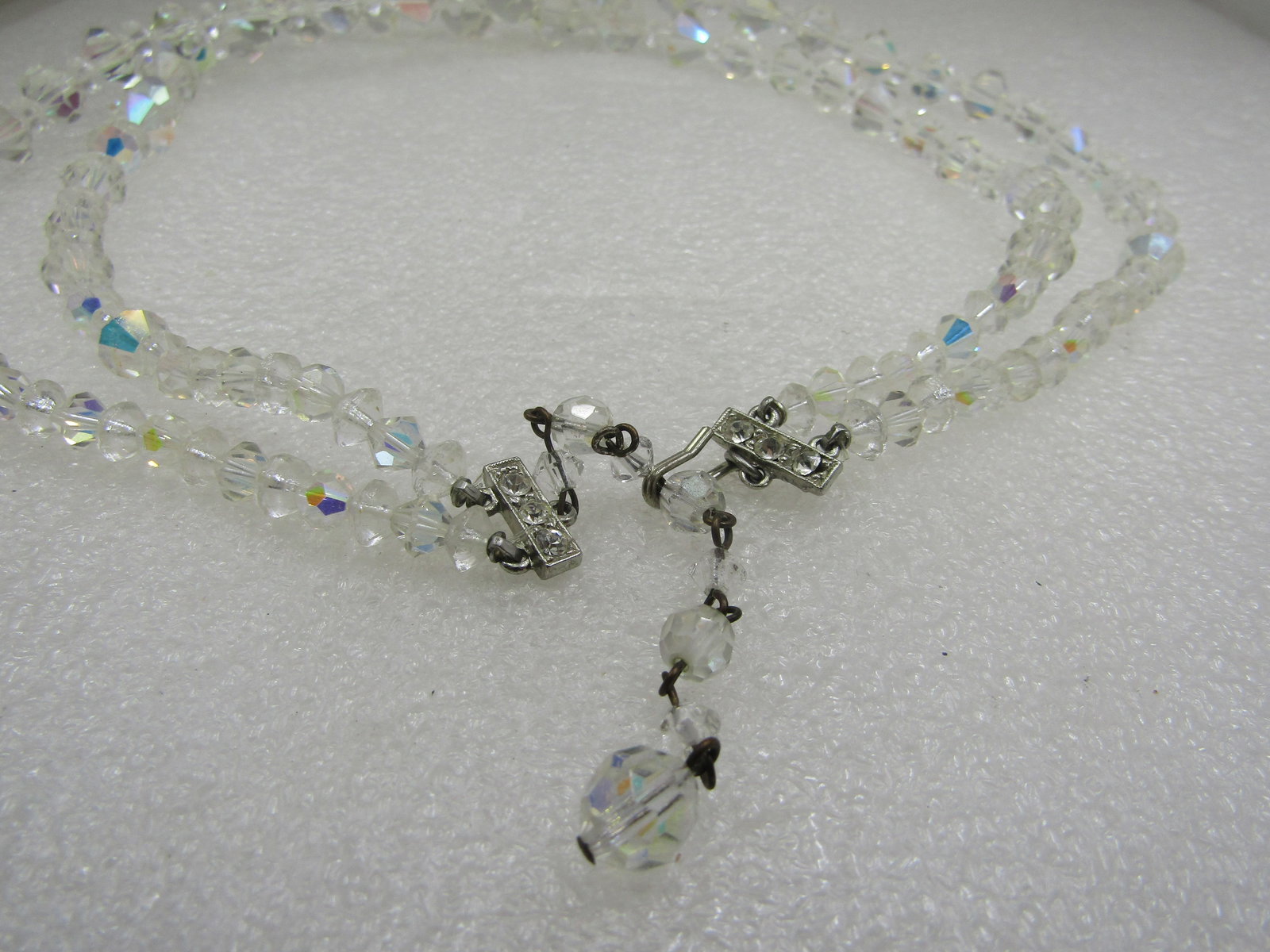 Vintage Aurora Borealis Double Strand Crystal Necklace, 21.5" - 7