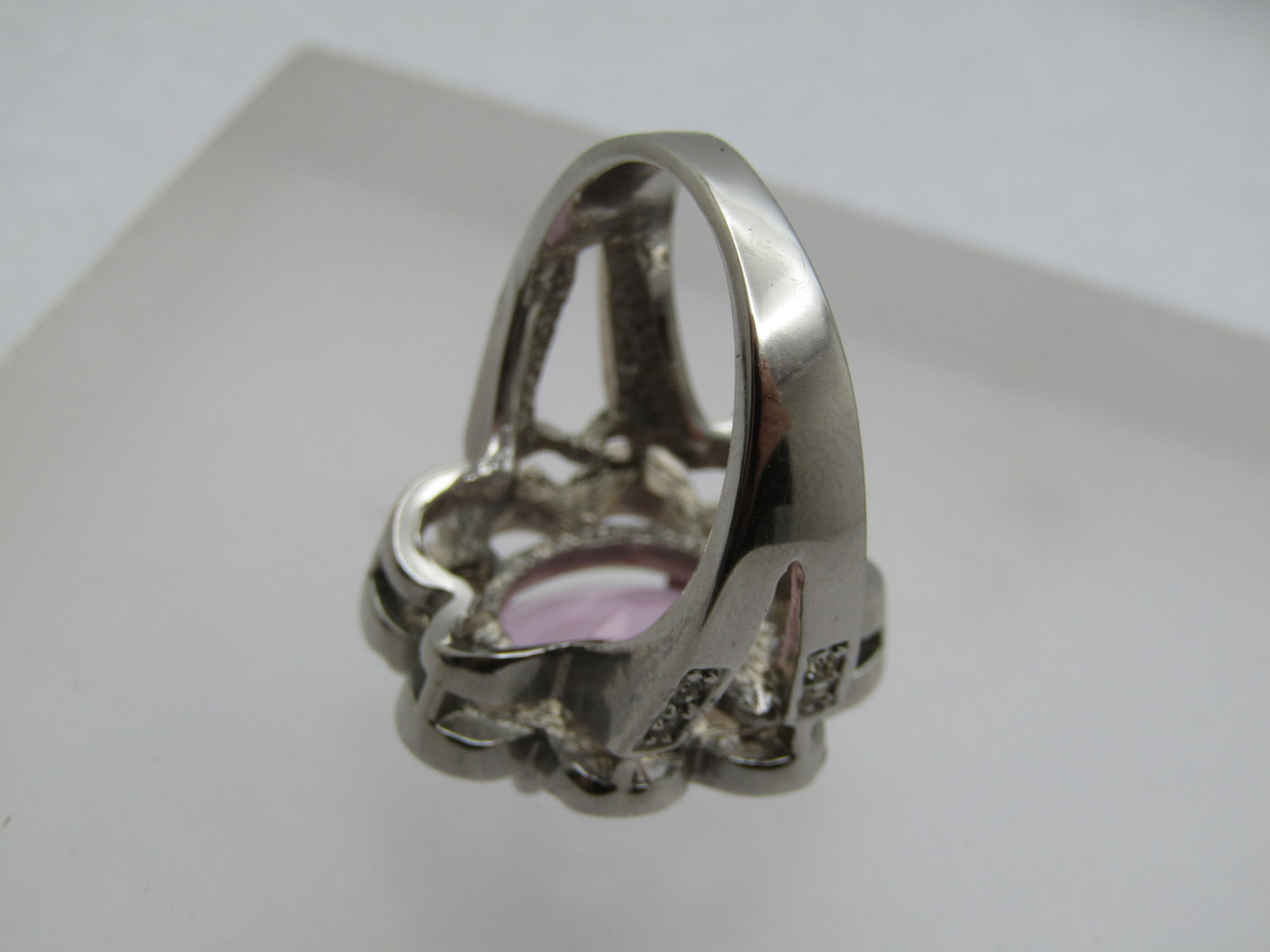 Vintage Pink & Clear Rhinestone Ring, Sz. 9.5, Statement/Cocktail - 7