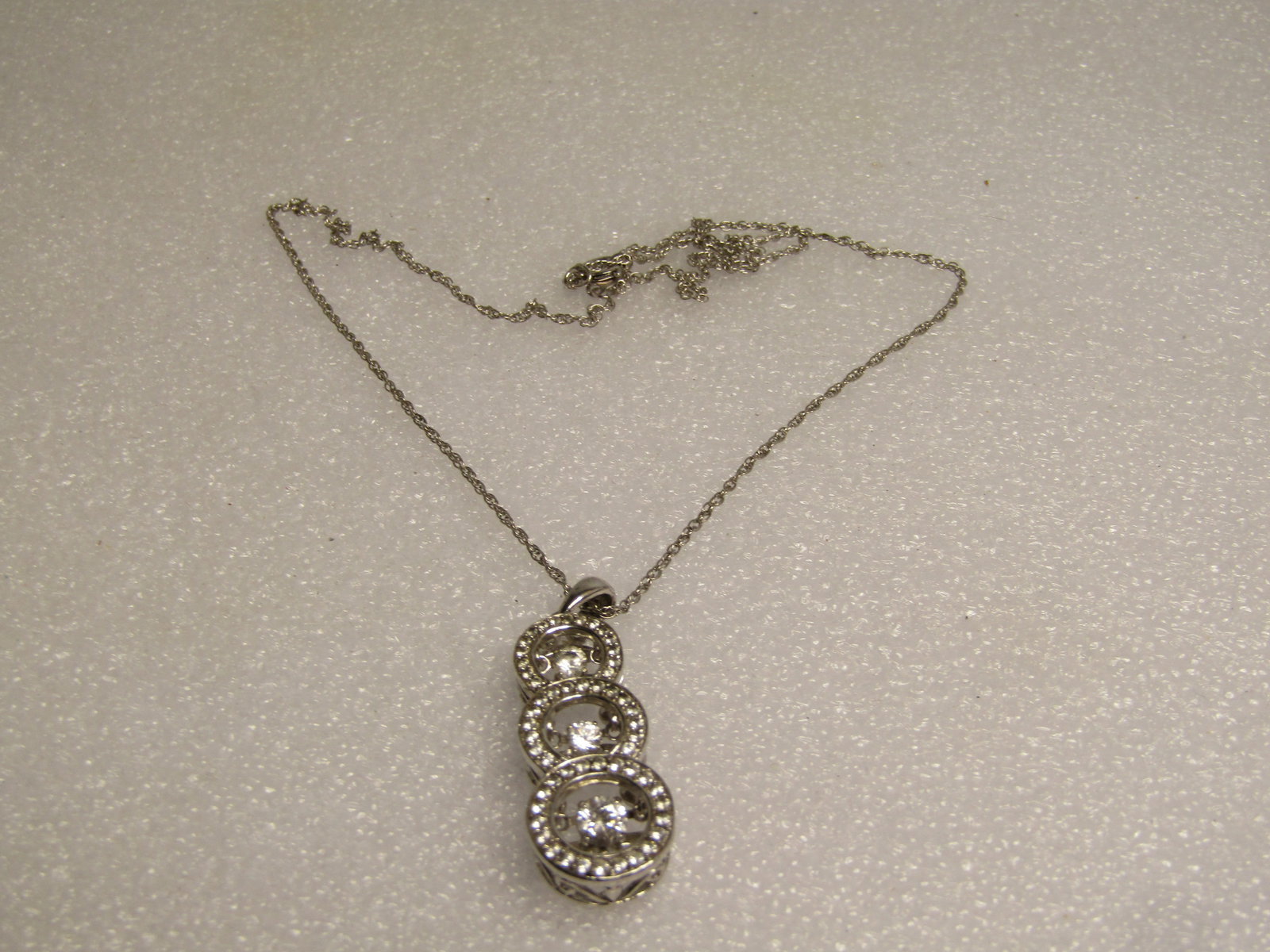 Sterling Triple Journey White Topaz Necklace, 18", Signed H, 1980's-1990's - 4