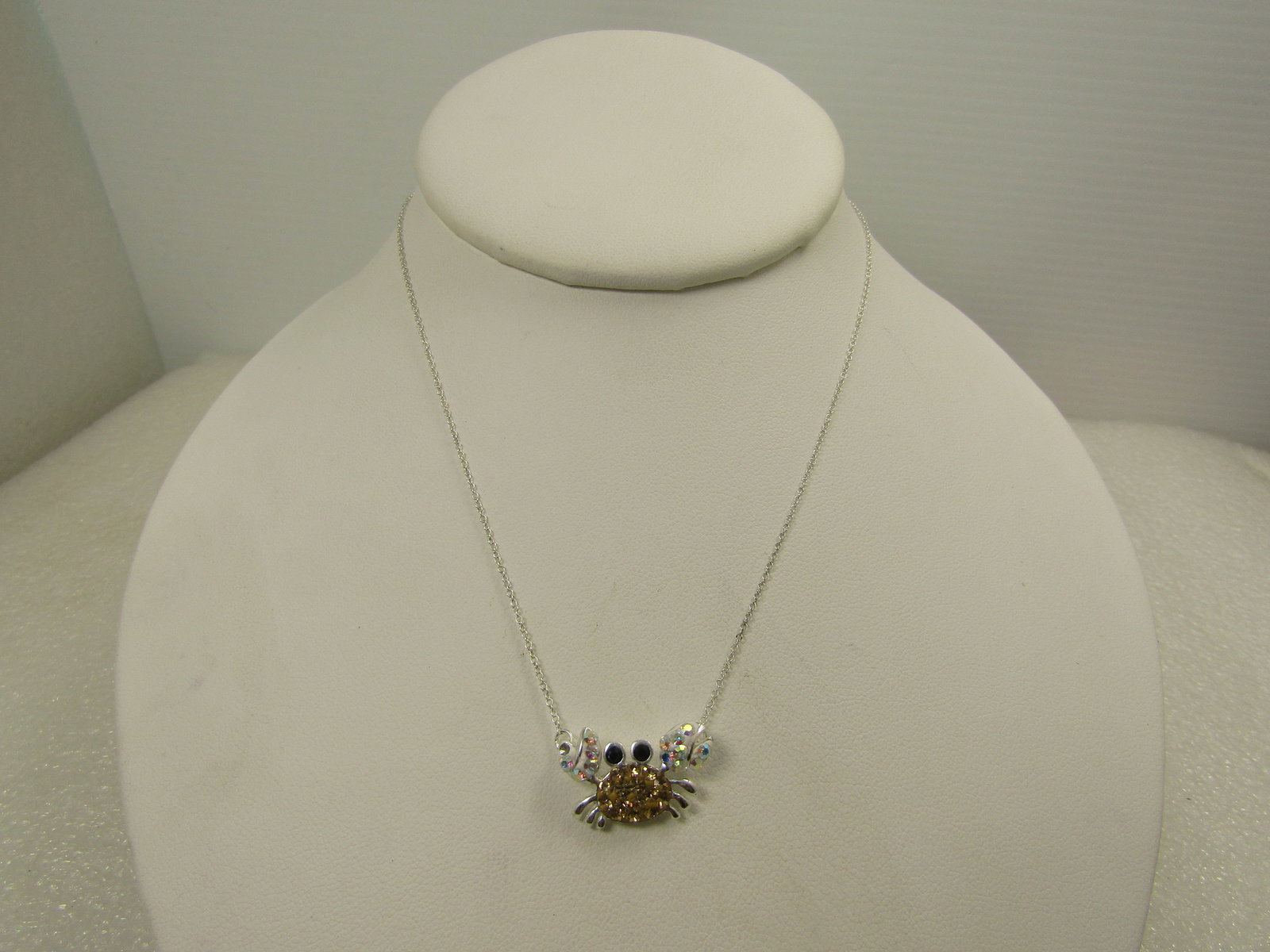 Sterling Rhinestone Crab Necklace, 18", Signed TH, 1990's-2000 (1 of 6)
