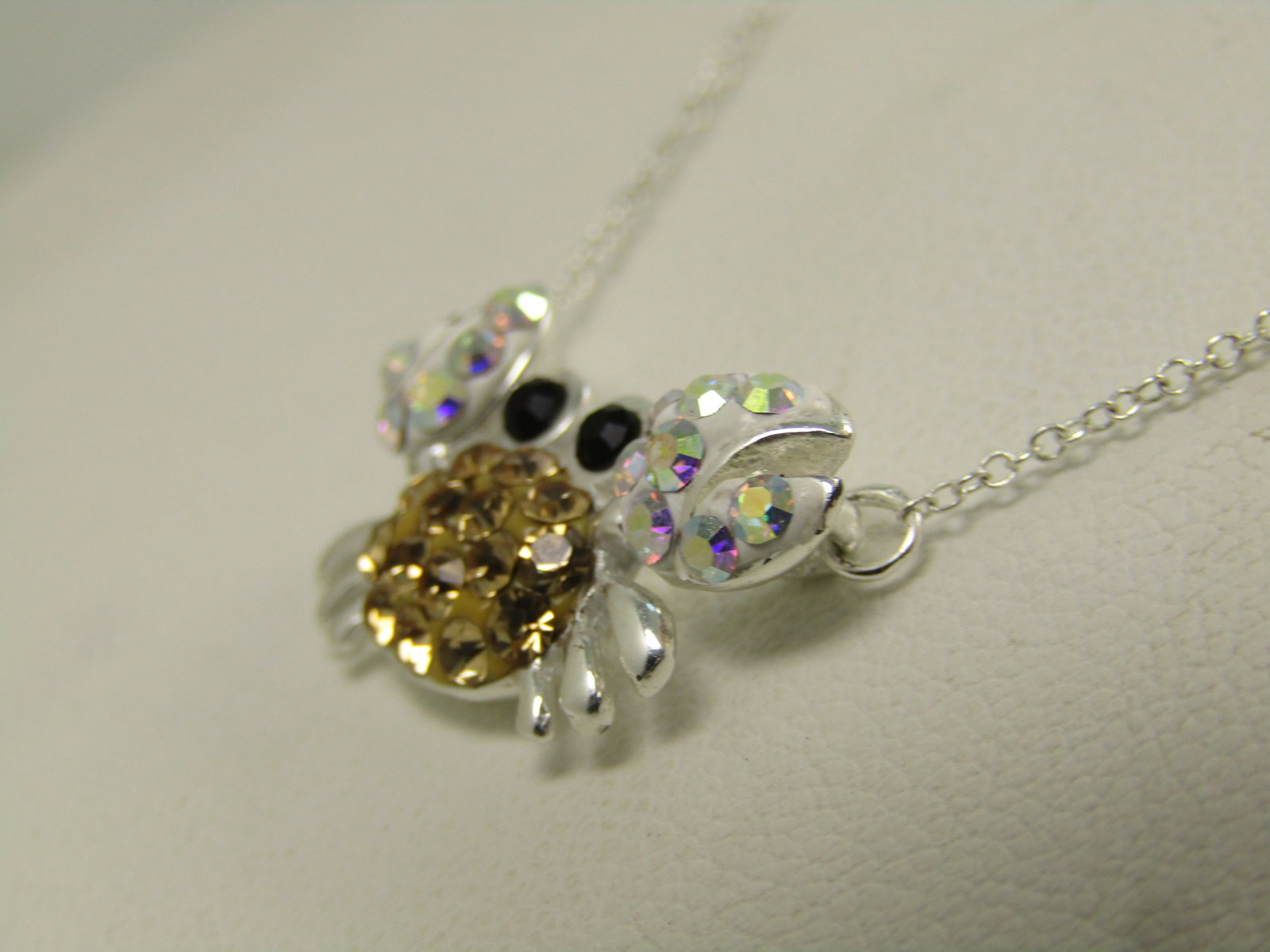 Sterling Rhinestone Crab Necklace, 18", Signed TH, 1990's-2000 - 3