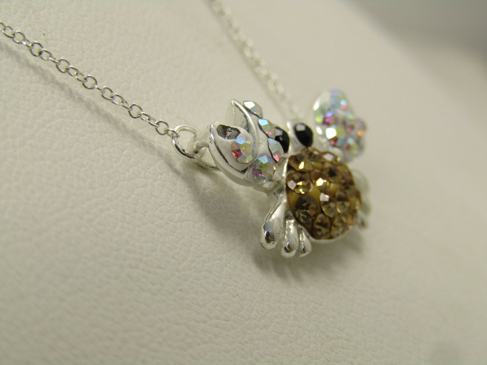 Sterling Rhinestone Crab Necklace, 18", Signed TH, 1990's-2000 - 4