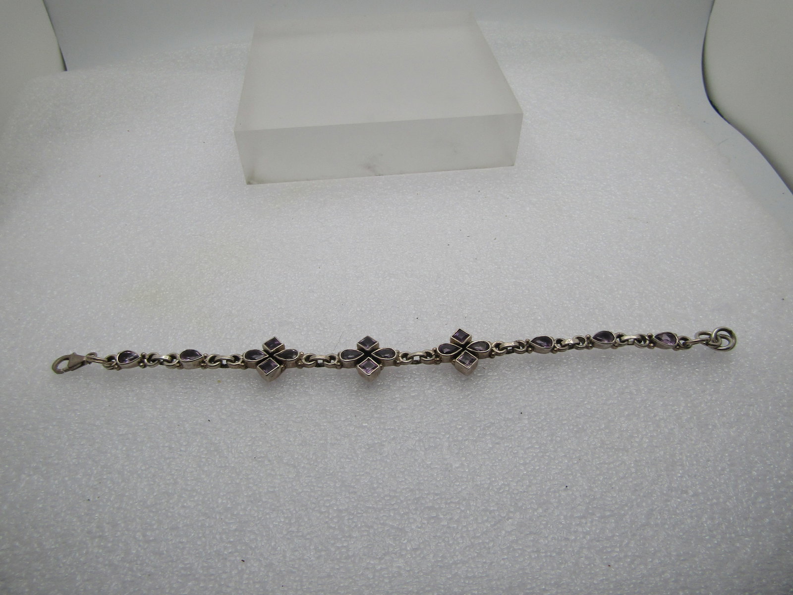 Vintage Amethyst Bracelet - Bezel-Set Stones, 7.5" , 1980's-1990's - 2