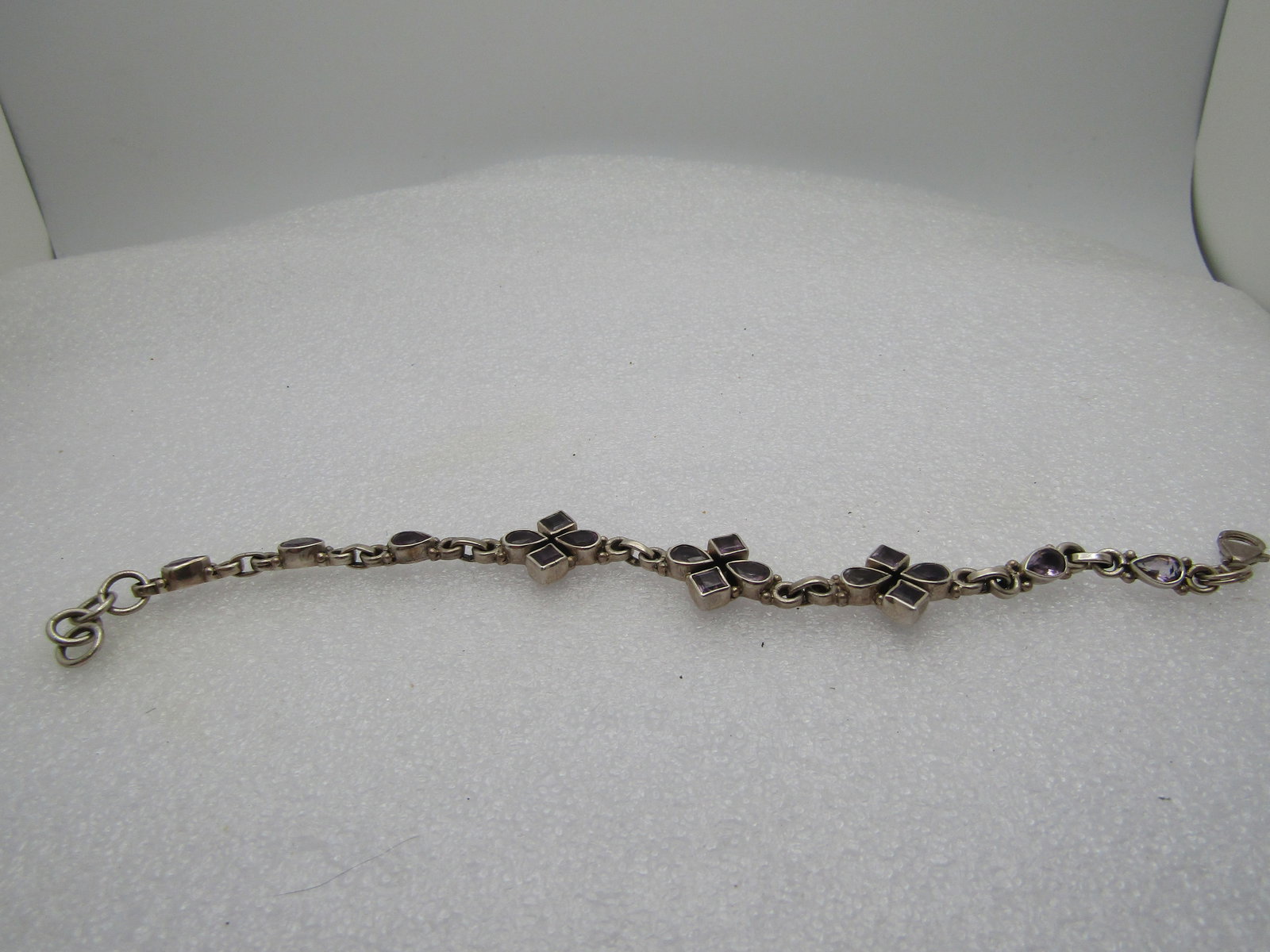 Vintage Amethyst Bracelet - Bezel-Set Stones, 7.5" , 1980's-1990's - 3