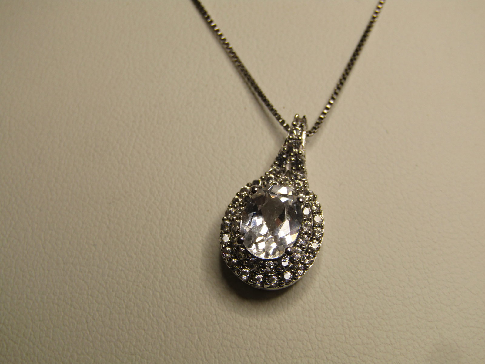 Sterling White Topaz Necklace, 18", 1990's Signed - 2