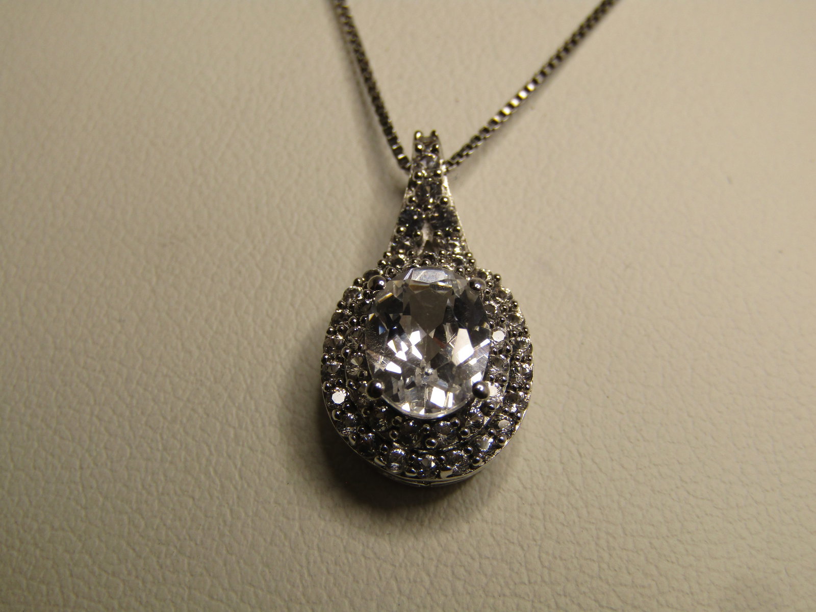 Sterling White Topaz Necklace, 18", 1990's Signed - 3