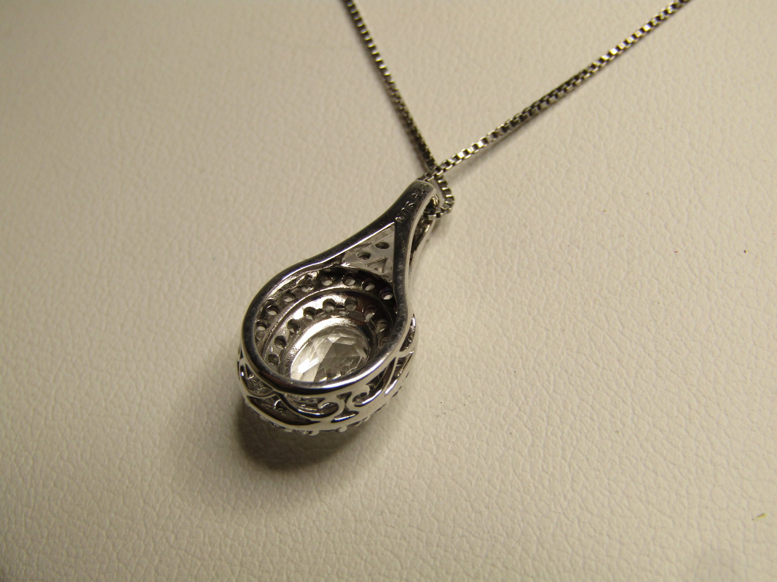 Sterling White Topaz Necklace, 18", 1990's Signed - 5