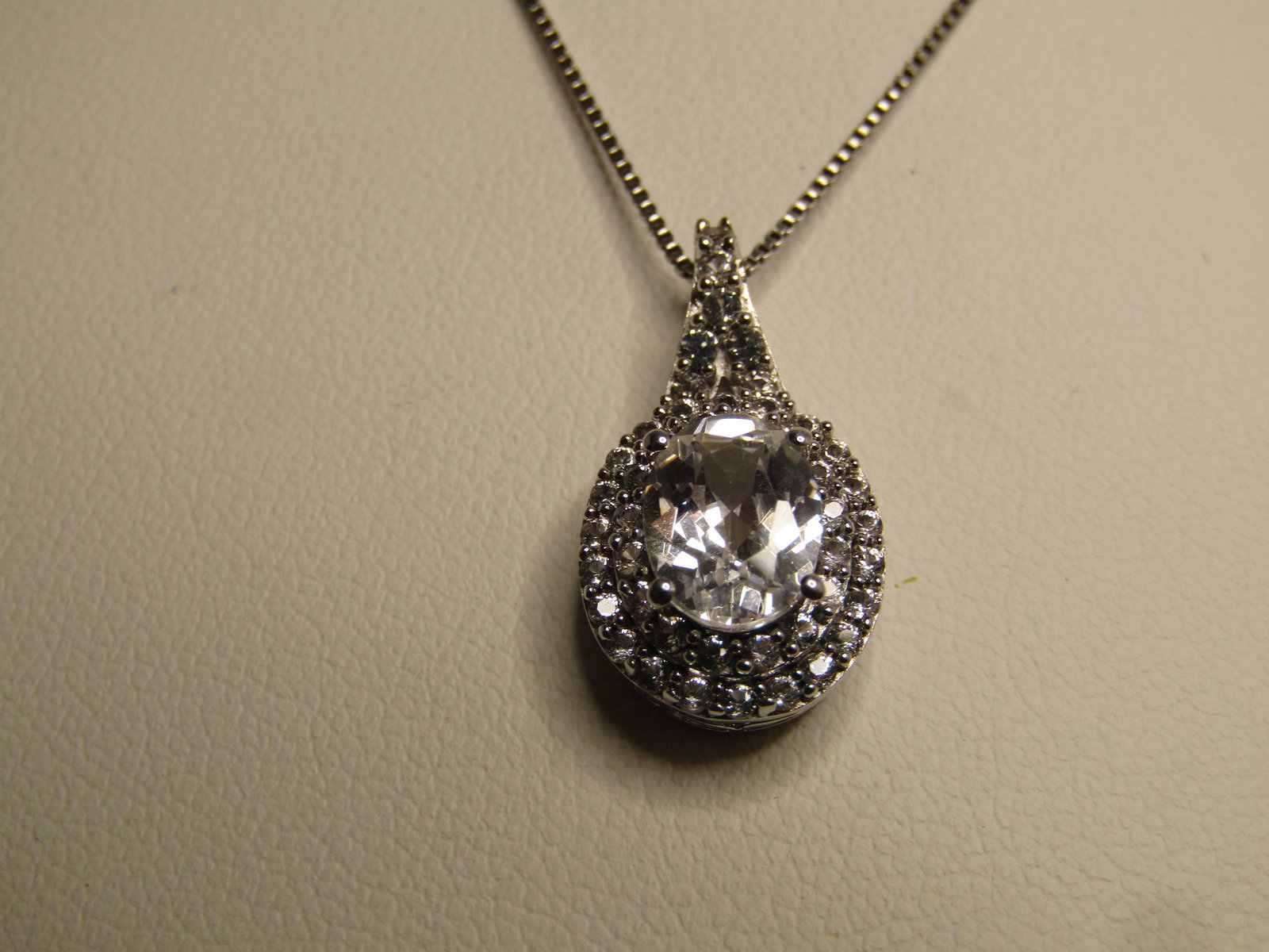 Sterling White Topaz Necklace, 18", 1990's Signed - 6