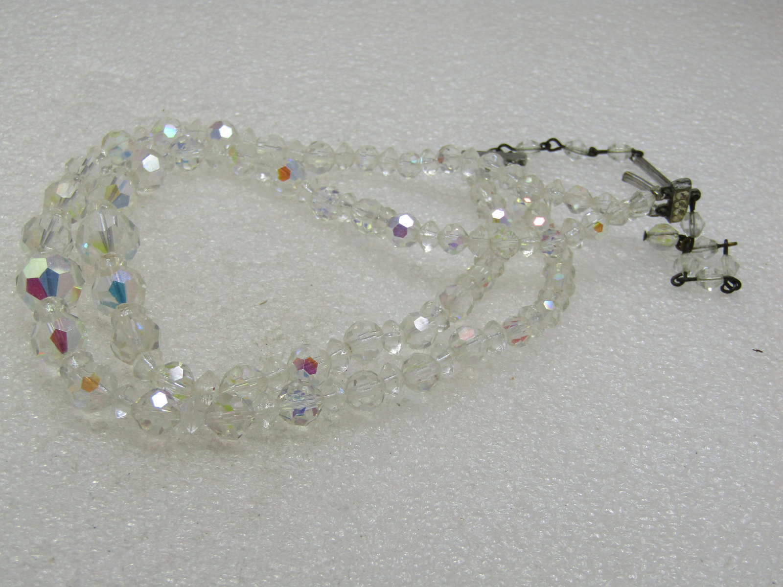 Vintage Aurora Borealis Crystal Necklace, Double-Strand, 16" - 3
