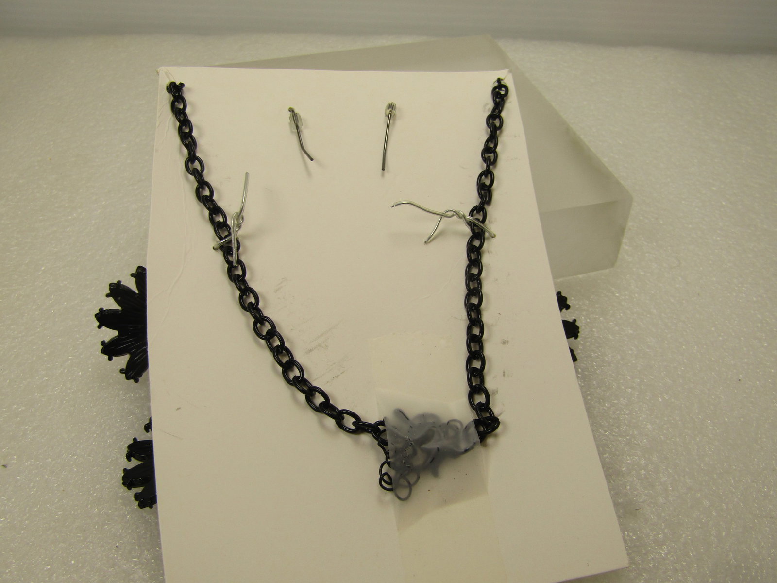 All Black Rhinestone Necklace and Earrings Set, 18"-21", 1980's-1990's - 4
