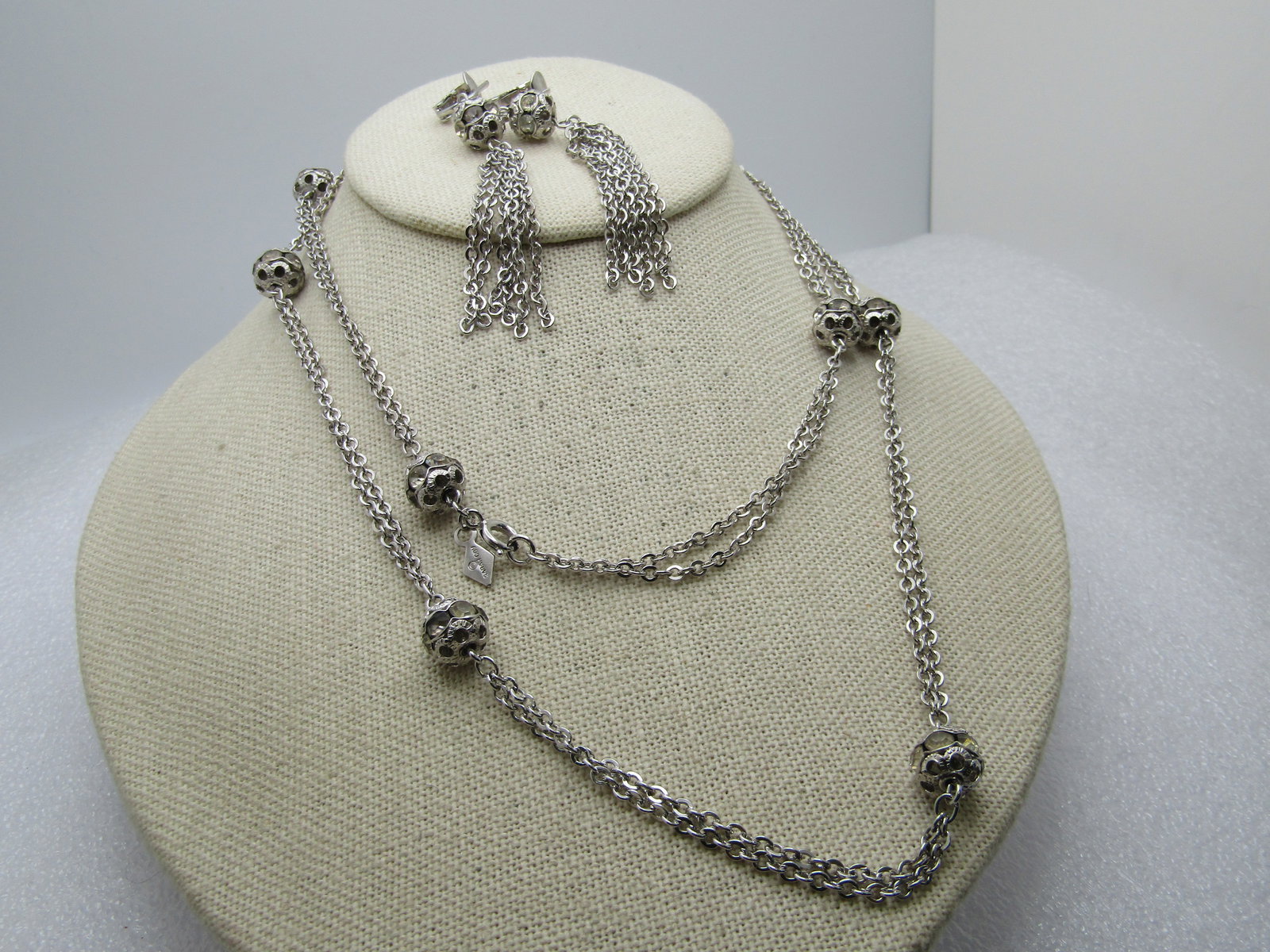Vintage Rhinestone Filigree Orb Beaded Necklace Earrings Set, 1960's-1970's, Sarah Coventry - 2