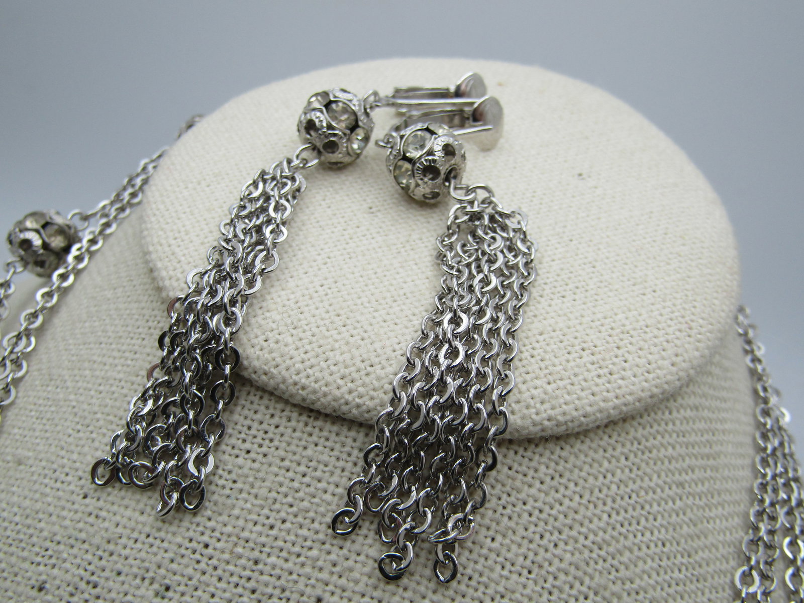 Vintage Rhinestone Filigree Orb Beaded Necklace Earrings Set, 1960's-1970's, Sarah Coventry - 4