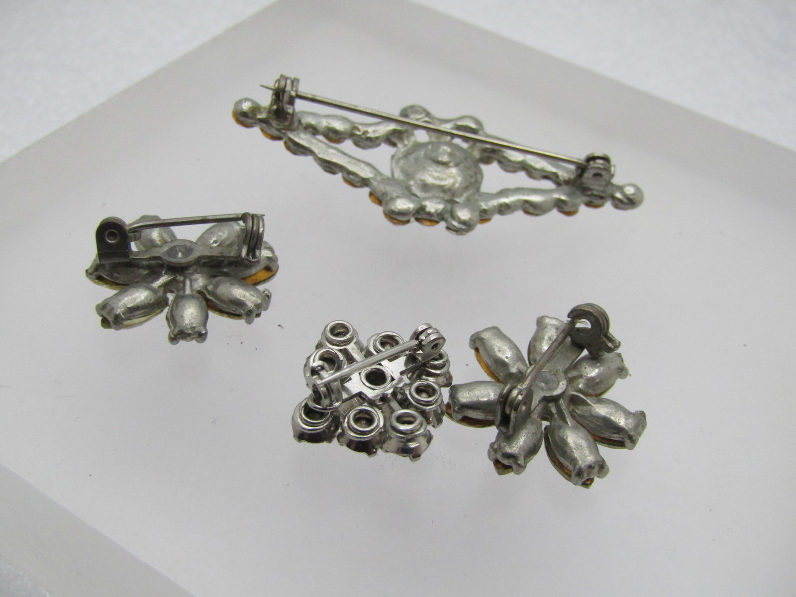 Vintage Four Clear Rhinestone Brooches, 1930's-1940's - 4