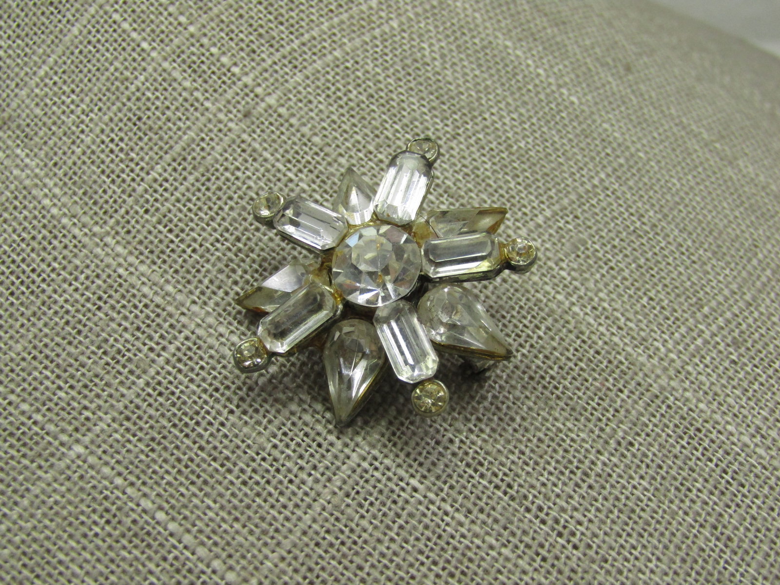 Vintage Sterling Rhinestone Art Deco Brooch, Signed HSB - 2