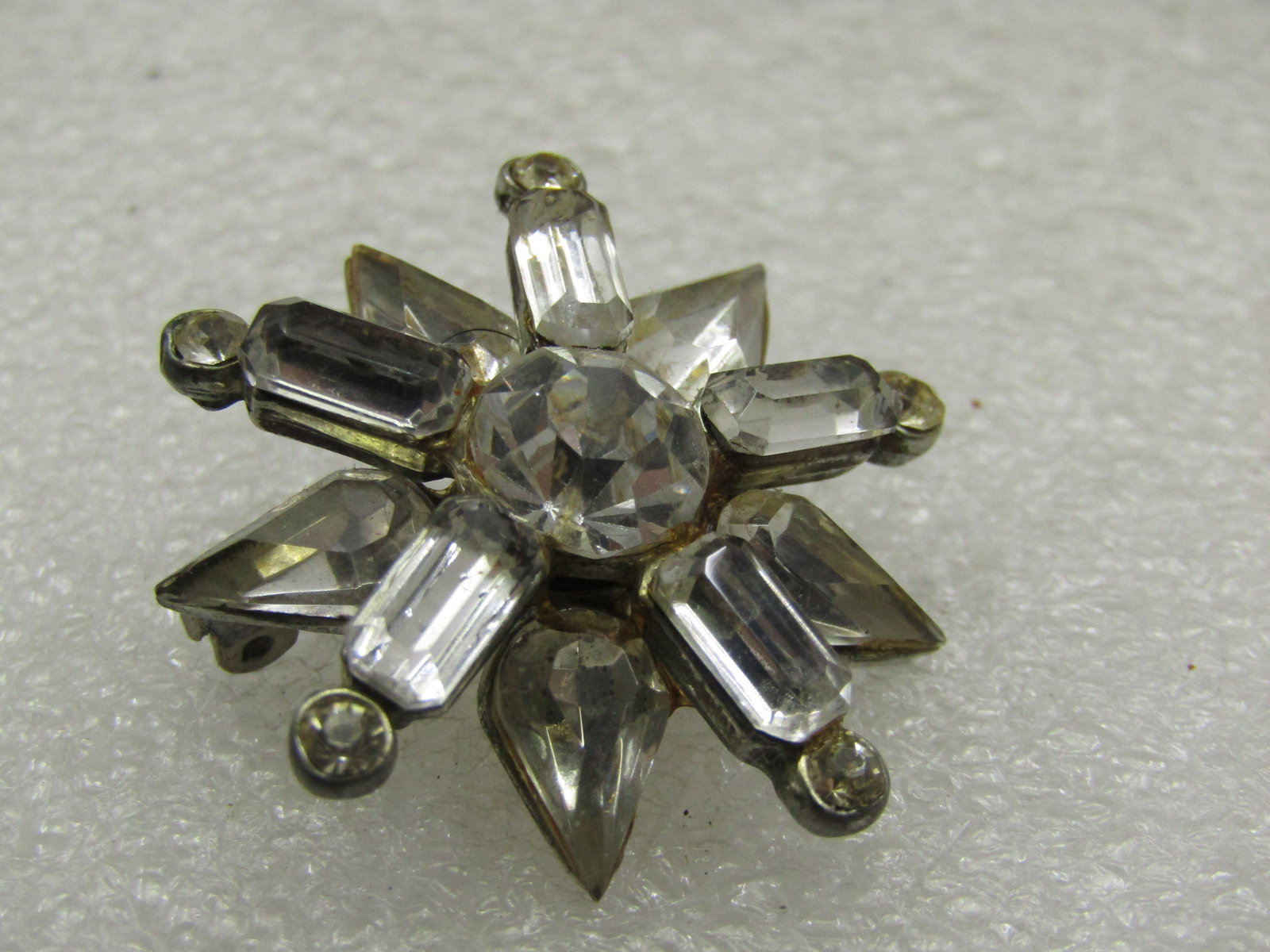 Vintage Sterling Rhinestone Art Deco Brooch, Signed HSB - 5