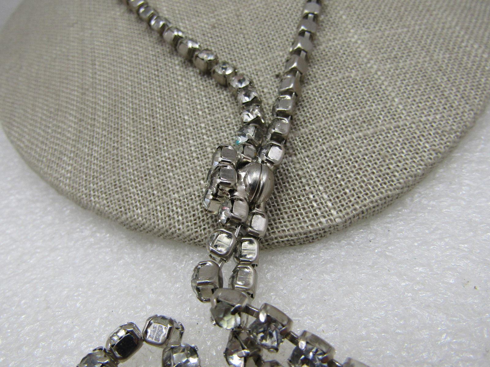 Vintage Rhinestone Necklace, Snap Closure with Cluster, 46" - 3