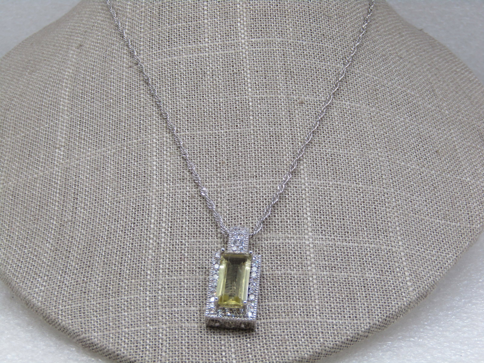 Costume Art Deco Yellow & Clear CZ Necklace, 21" (1 of 8)