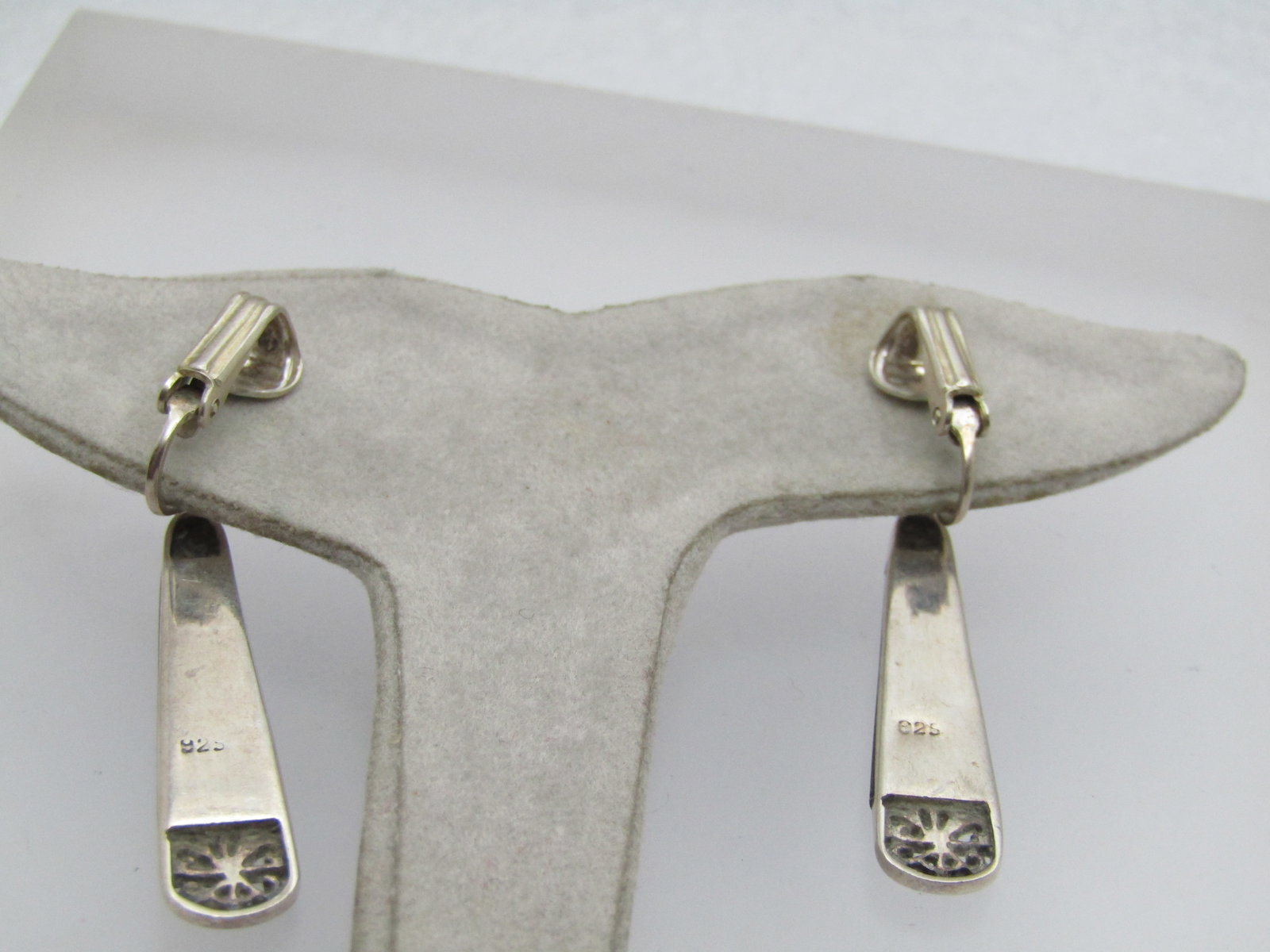 Vintage Sterling Onyx Drop/Clip Earrings, 1980's-1990's - 4