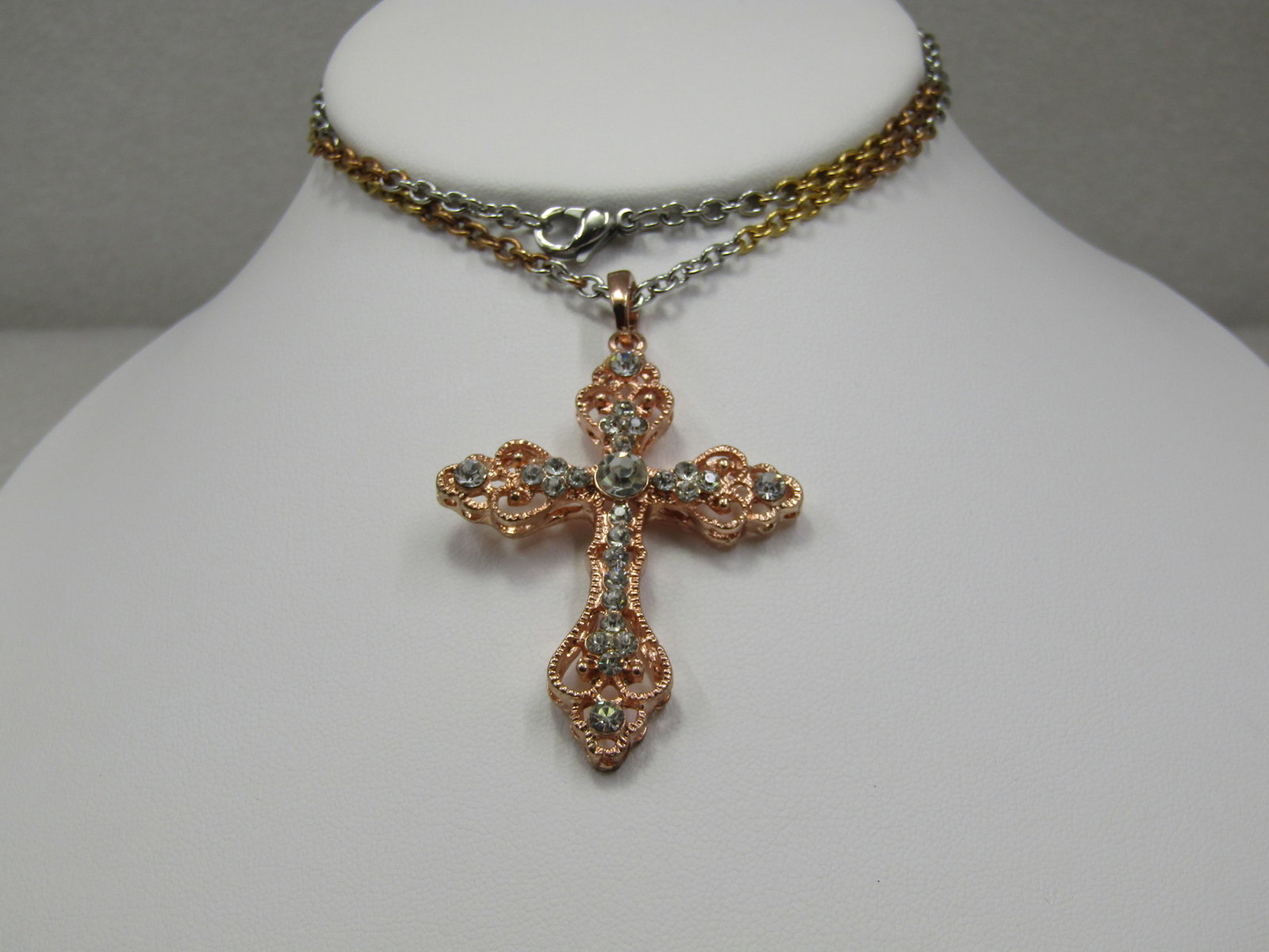 Interchangeable Rhinestone Cross Necklace, Set in Box - 2